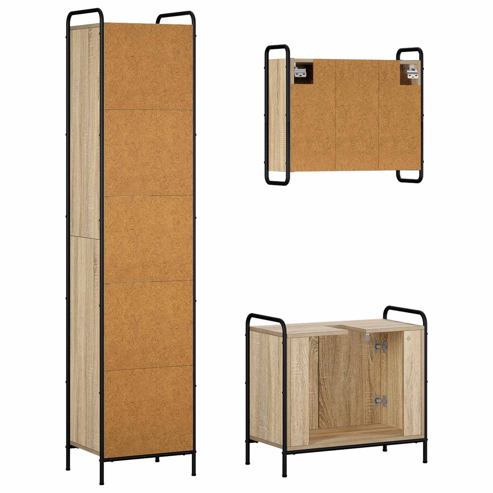 Komplet omaric za kopalnico 3 kos Sonoma hrast 40 x 36 x 181 cm