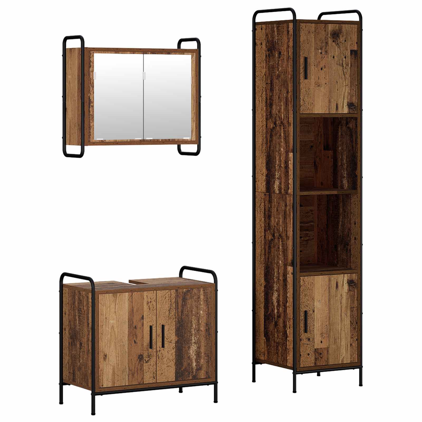 Komplet omaric za kopalnico 3 kos Star les 40 x 36 x 181 cm
