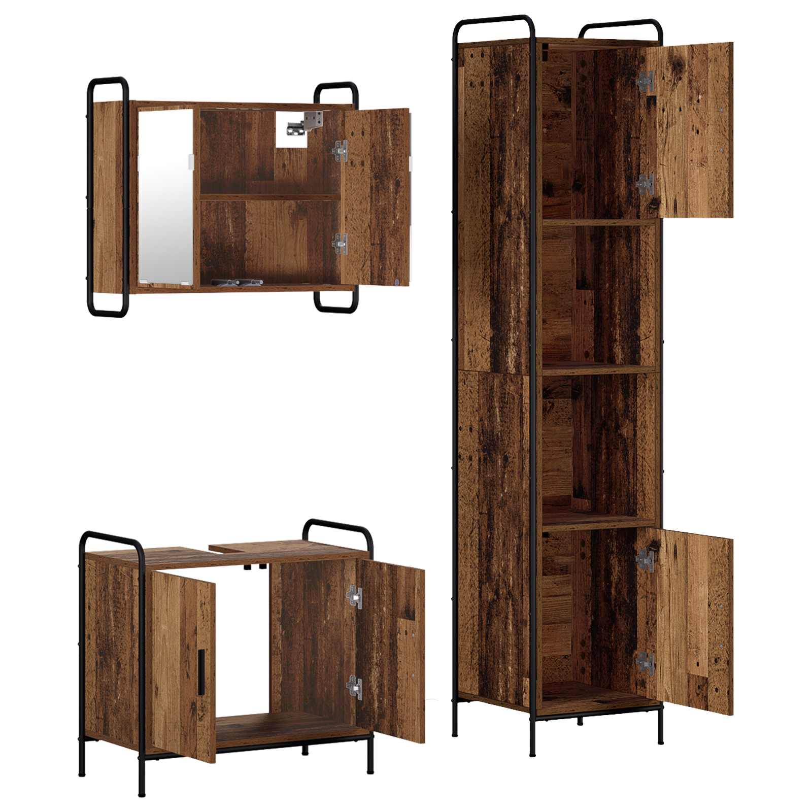 Komplet omaric za kopalnico 3 kos Star les 40 x 36 x 181 cm
