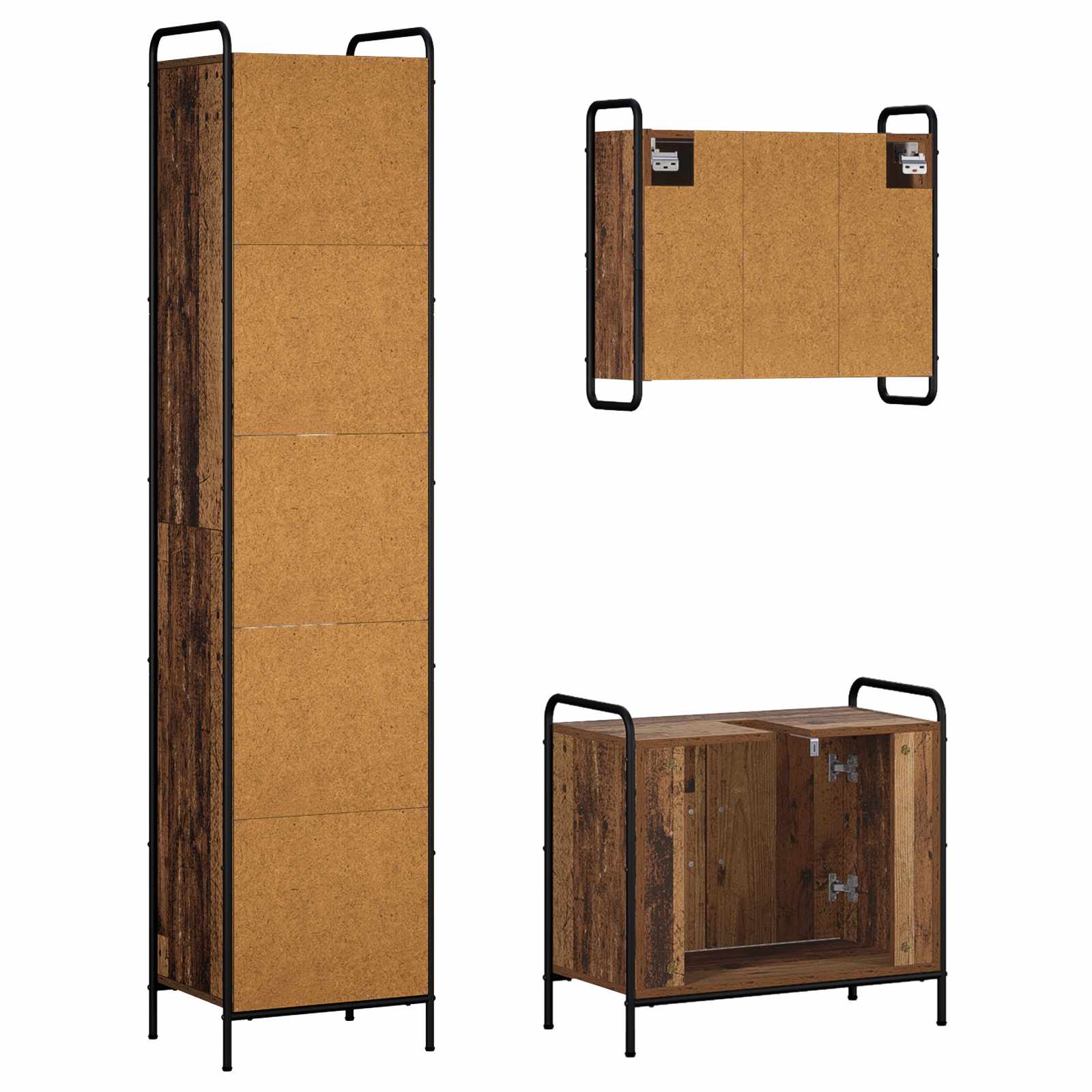 Komplet omaric za kopalnico 3 kos Star les 40 x 36 x 181 cm