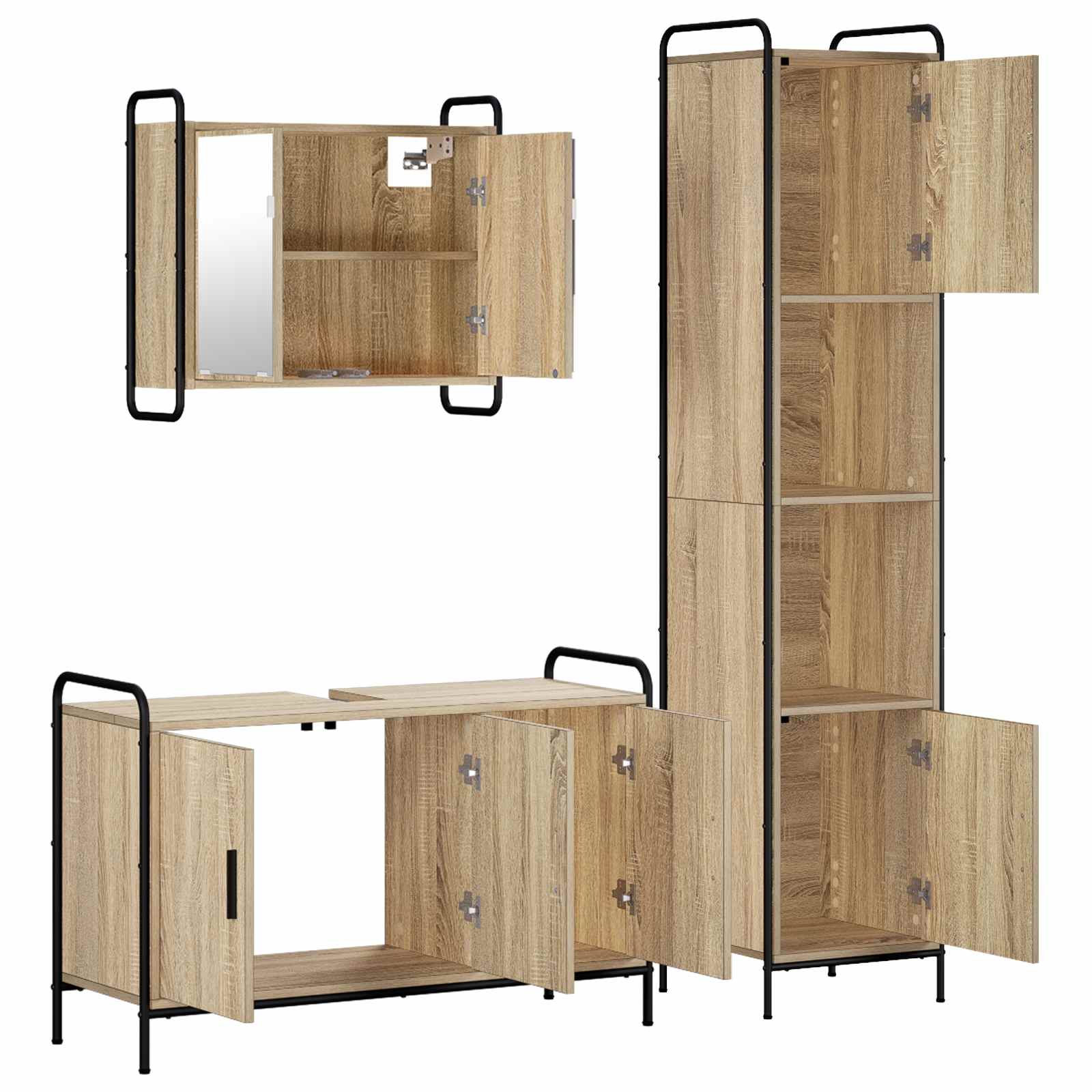 Komplet omaric za kopalnico 3 kos Sonoma hrast 40 x 36 x 181 cm