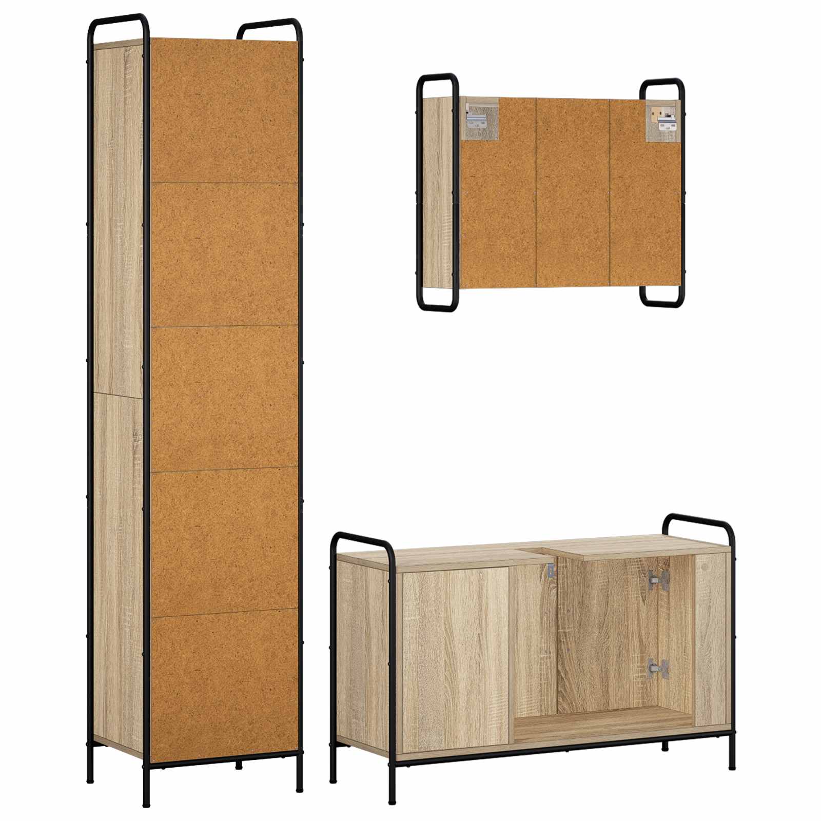 Komplet omaric za kopalnico 3 kos Sonoma hrast 40 x 36 x 181 cm