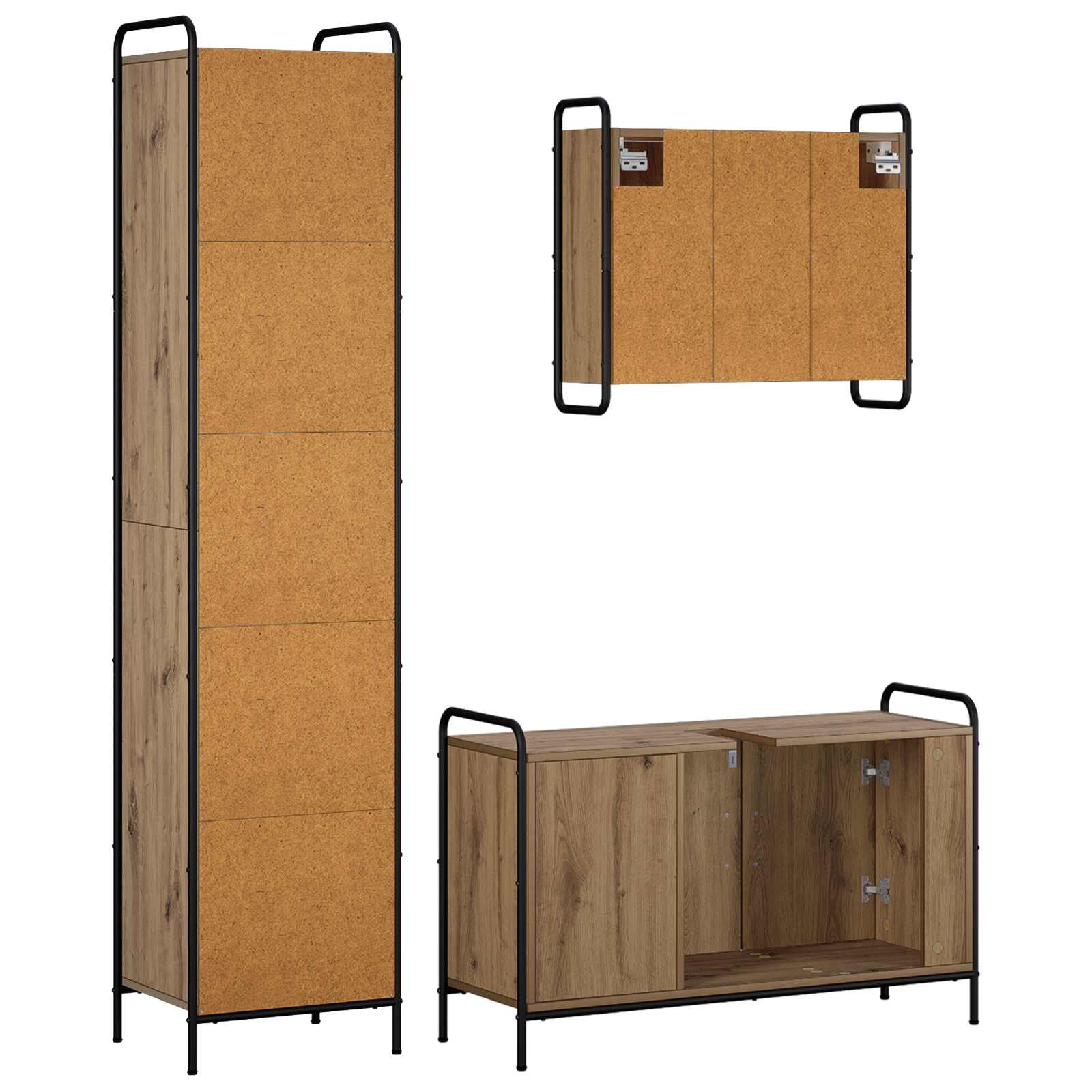 Komplet omaric za kopalnico 3 kos Artisan hrast