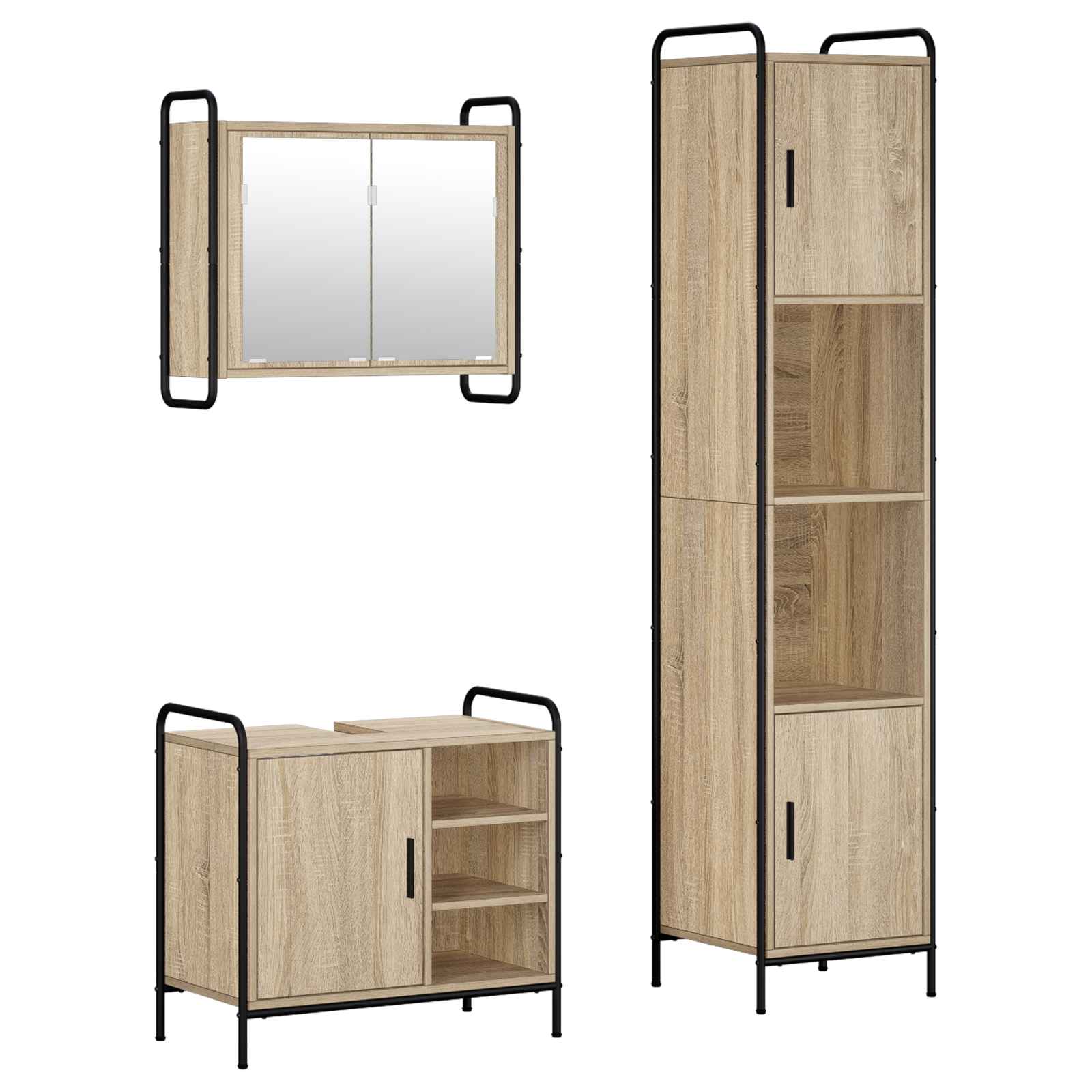 Komplet omaric za kopalnico 3 kos Sonoma hrast 40 x 36 x 181 cm