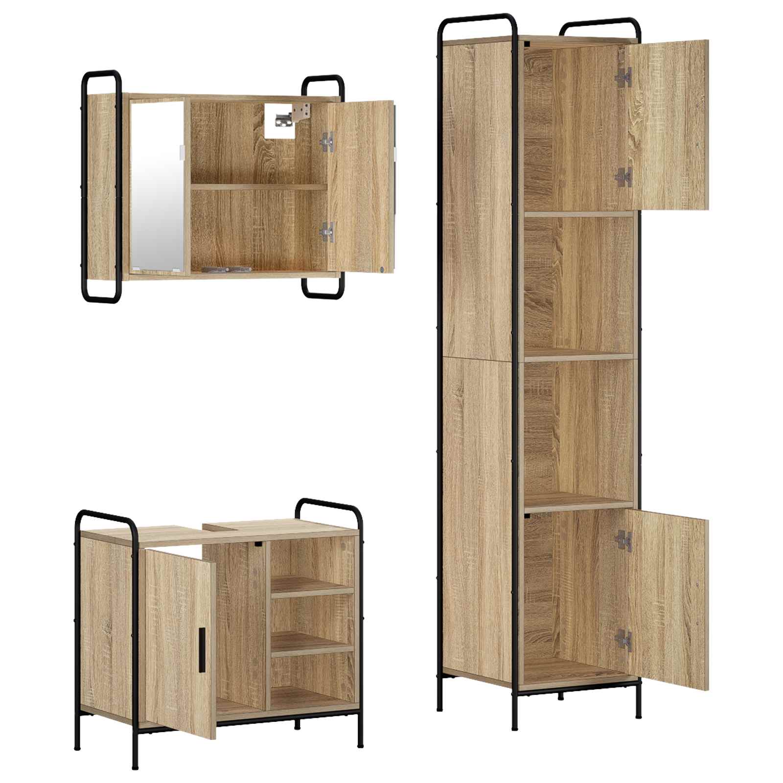 Komplet omaric za kopalnico 3 kos Sonoma hrast 40 x 36 x 181 cm