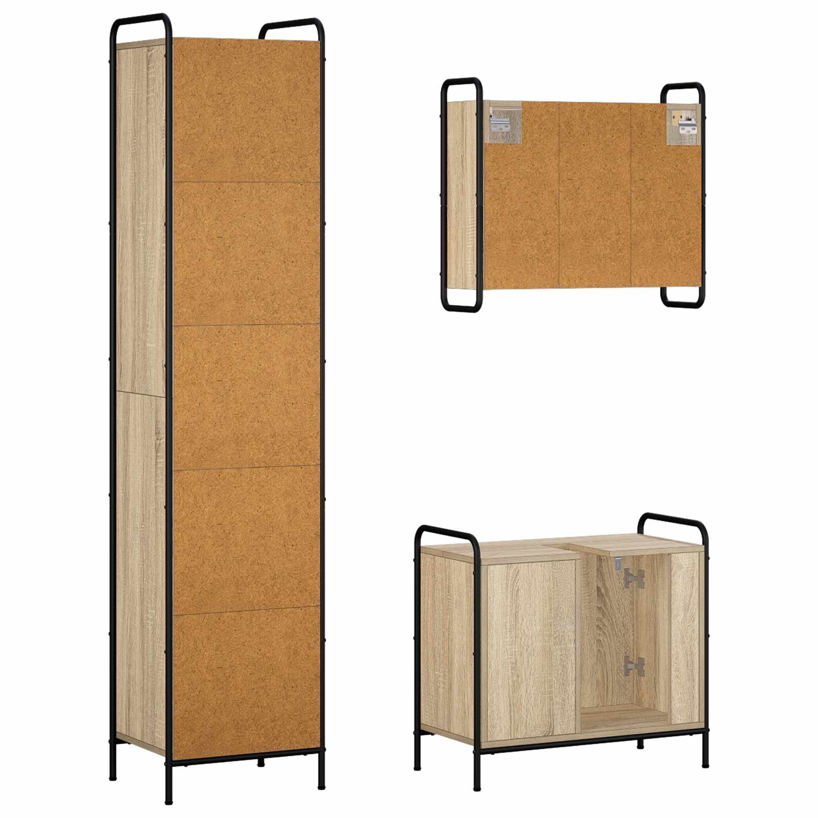 Komplet omaric za kopalnico 3 kos Sonoma hrast 40 x 36 x 181 cm
