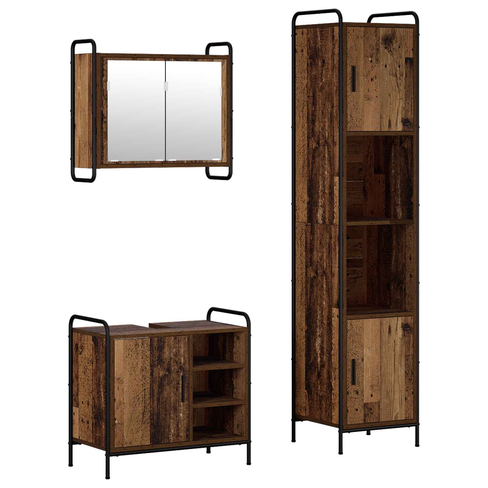 Komplet omaric za kopalnico 3 kos Star les 40 x 36 x 181 cm