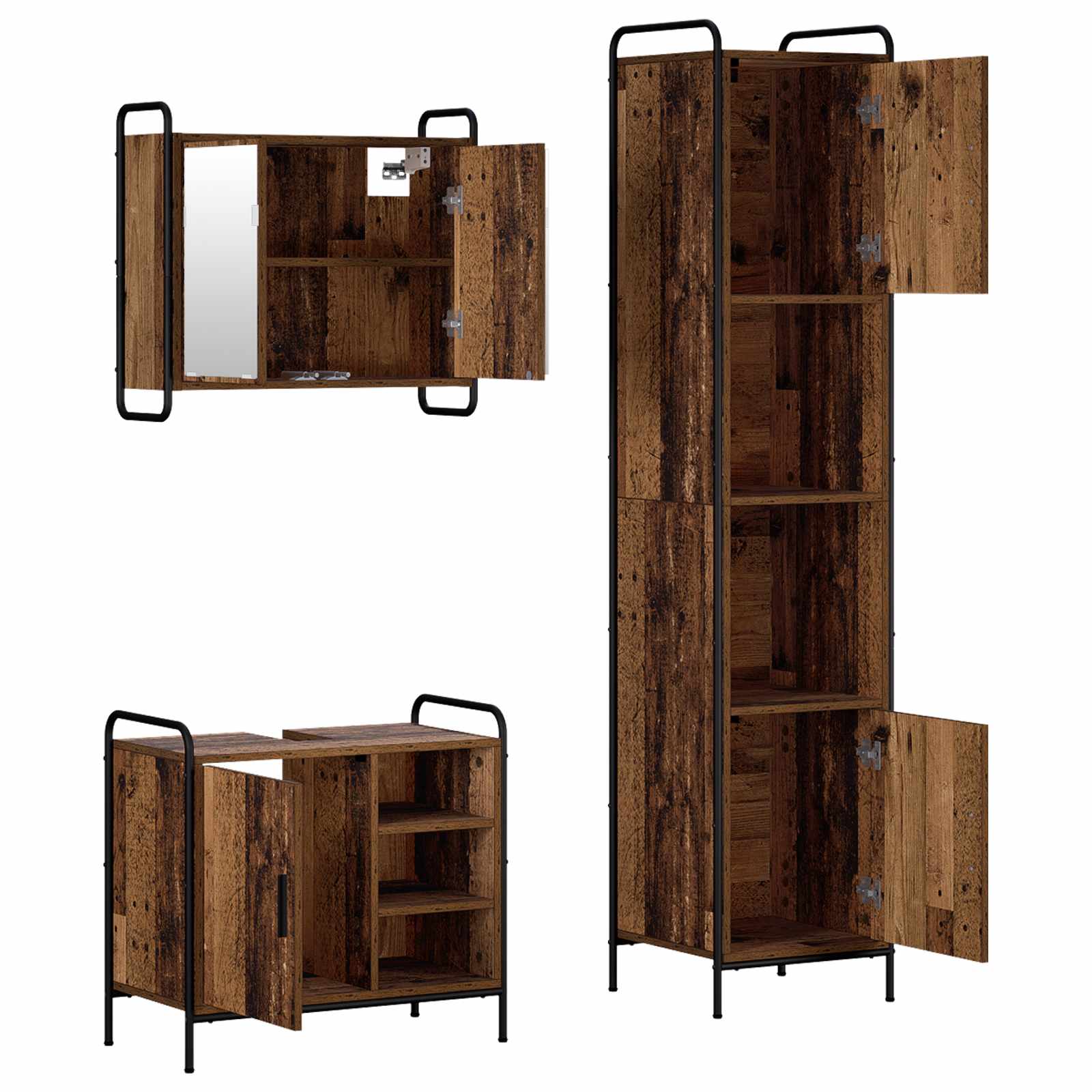 Komplet omaric za kopalnico 3 kos Star les 40 x 36 x 181 cm