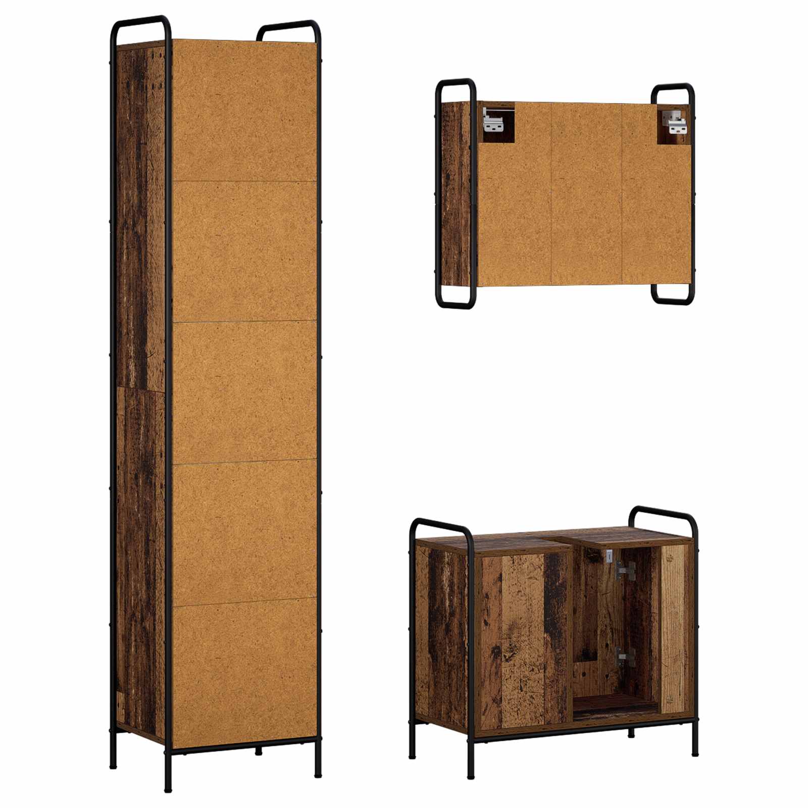 Komplet omaric za kopalnico 3 kos Star les 40 x 36 x 181 cm