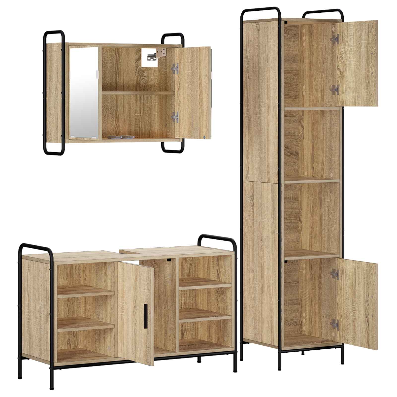 Komplet omaric za kopalnico 3 kos Sonoma hrast 40 x 36 x 181 cm