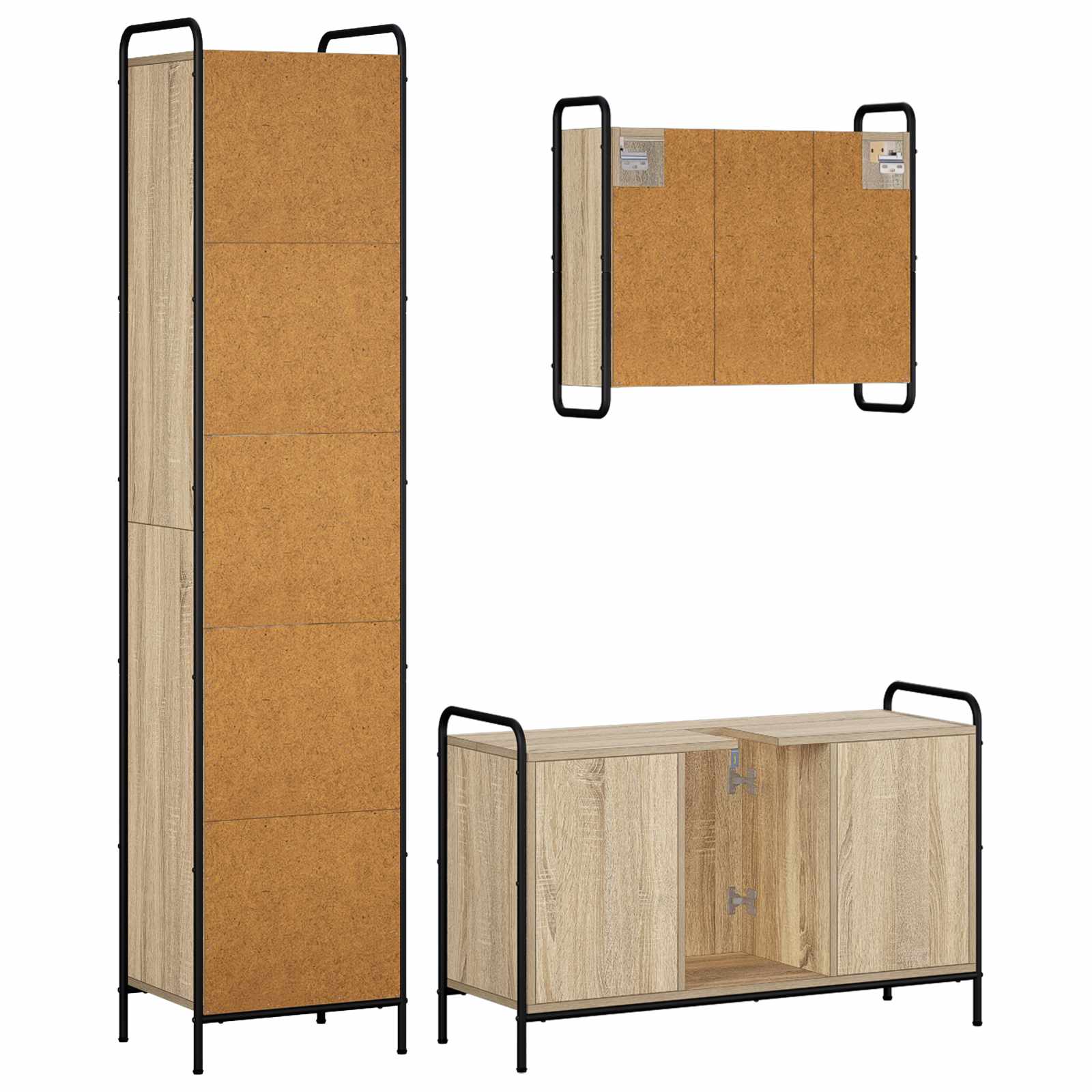 Komplet omaric za kopalnico 3 kos Sonoma hrast 40 x 36 x 181 cm
