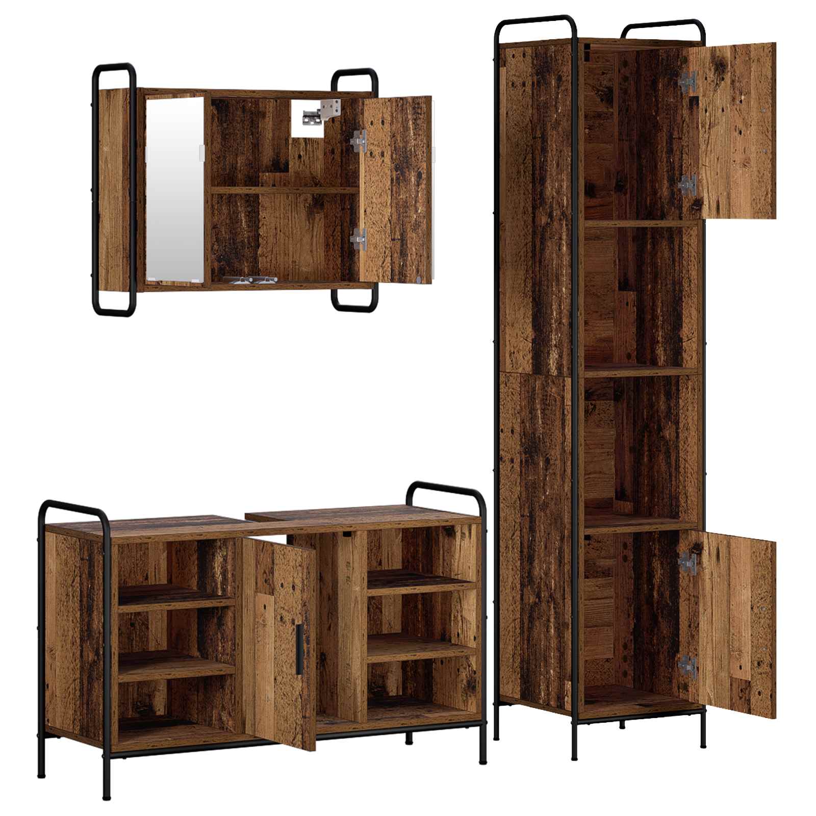 Komplet omaric za kopalnico 3 kos Star les 40 x 36 x 181 cm