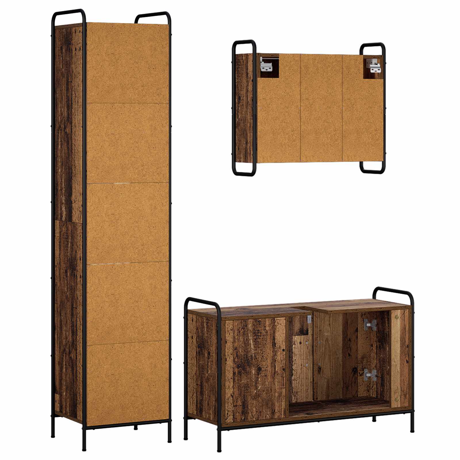 Komplet omaric za kopalnico 3 kos Star les 40 x 36 x 181 cm