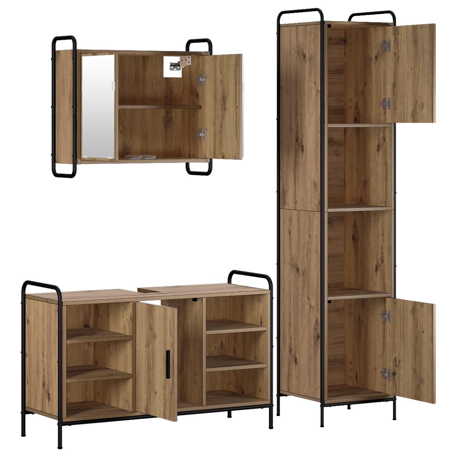 Badkamerkastenset 3 st Artisanaal eiken 40 x 36 x 181 cm | luizaXL | Dé meubelwinkel voor elk interieur Badkamerkastenset 3 st Artisanaal eiken 40 x 36 x 181 cm - Afbeelding 6