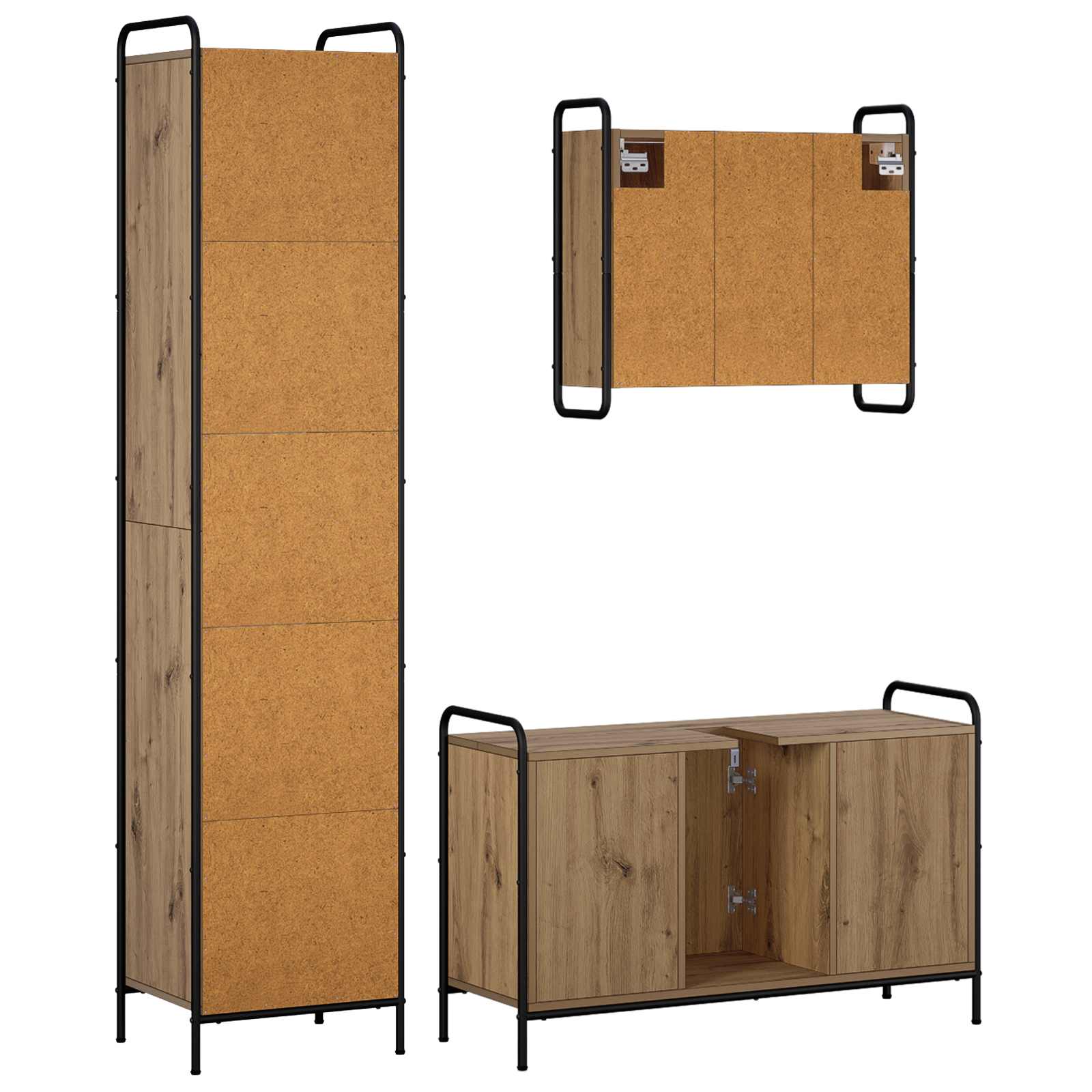 Badkamerkastenset 3 st Artisanaal eiken 40 x 36 x 181 cm | luizaXL | Dé meubelwinkel voor elk interieur Badkamerkastenset 3 st Artisanaal eiken 40 x 36 x 181 cm - Afbeelding 7