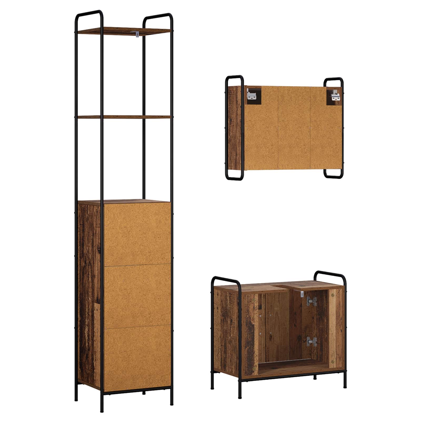 Komplet omaric za kopalnico 3 kos Star les 40 x 36 x 200,5 cm