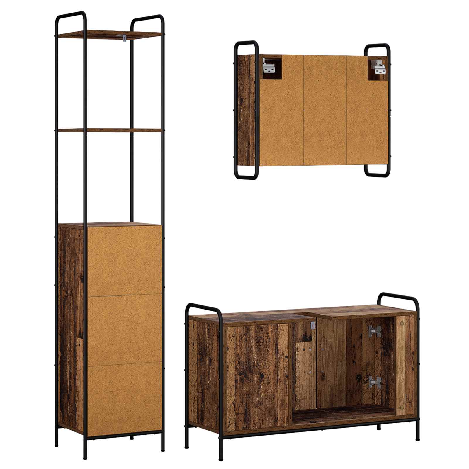Komplet omaric za kopalnico 3 kos Star les 40 x 36 x 200,5 cm