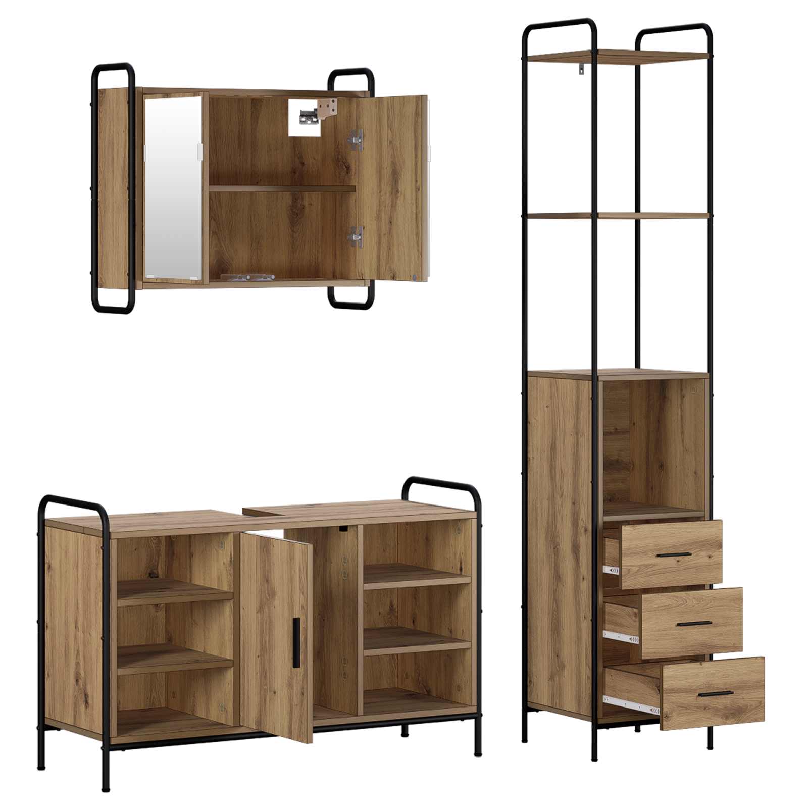 Badkamerkastenset 3 st Artisanaal eiken 40 x 36 x 200,5 cm | luizaXL | Dé meubelwinkel voor elk interieur Badkamerkastenset 3 st Artisanaal eiken 40 x 36 x 200,5 cm - Afbeelding 6