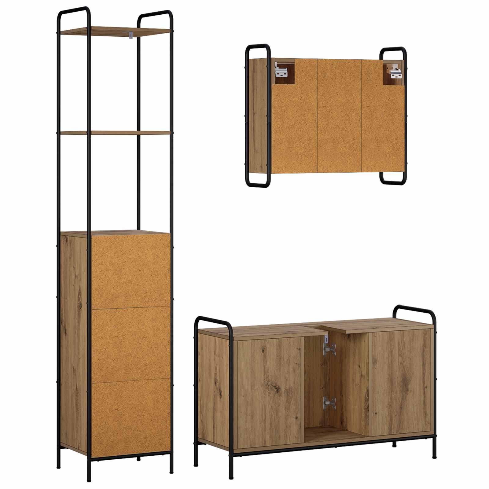 Badkamerkastenset 3 st Artisanaal eiken 40 x 36 x 200,5 cm | luizaXL | Dé meubelwinkel voor elk interieur Badkamerkastenset 3 st Artisanaal eiken 40 x 36 x 200,5 cm - Afbeelding 7