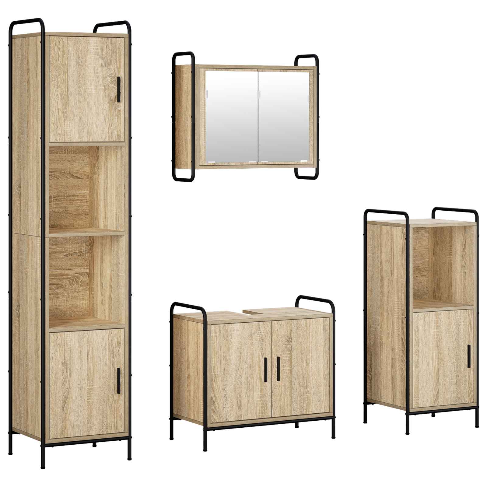 Komplet omaric za kopalnico 4 kos Sonoma hrast 40 x 36 x 181 cm