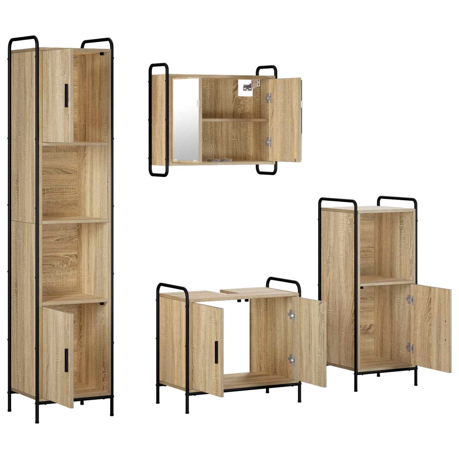 Komplet omaric za kopalnico 4 kos Sonoma hrast 40 x 36 x 181 cm