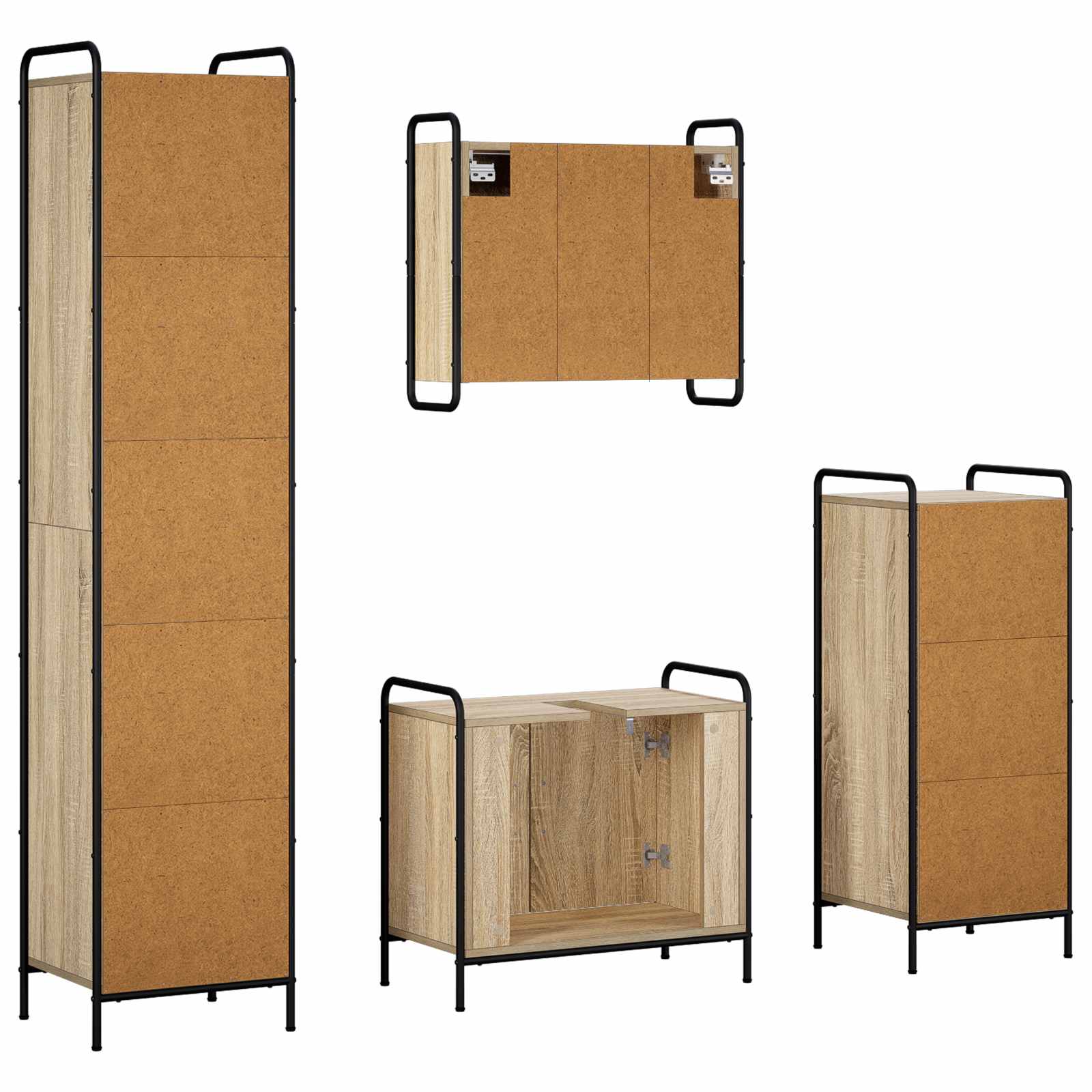 Komplet omaric za kopalnico 4 kos Sonoma hrast 40 x 36 x 181 cm