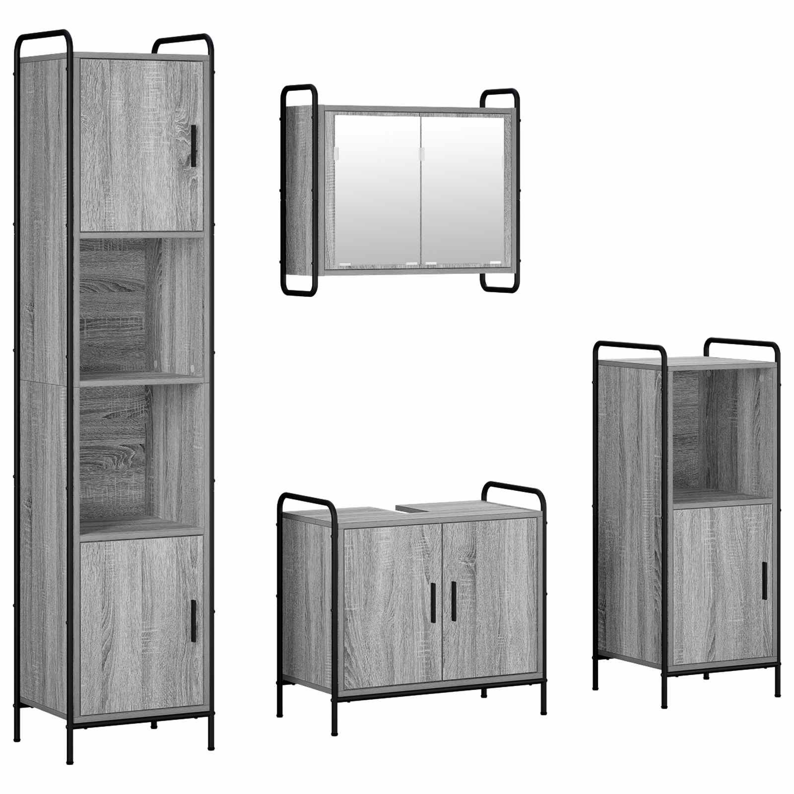 Komplet omaric za kopalnico 4 kos Siva Sonoma 40 x 36 x 181 cm