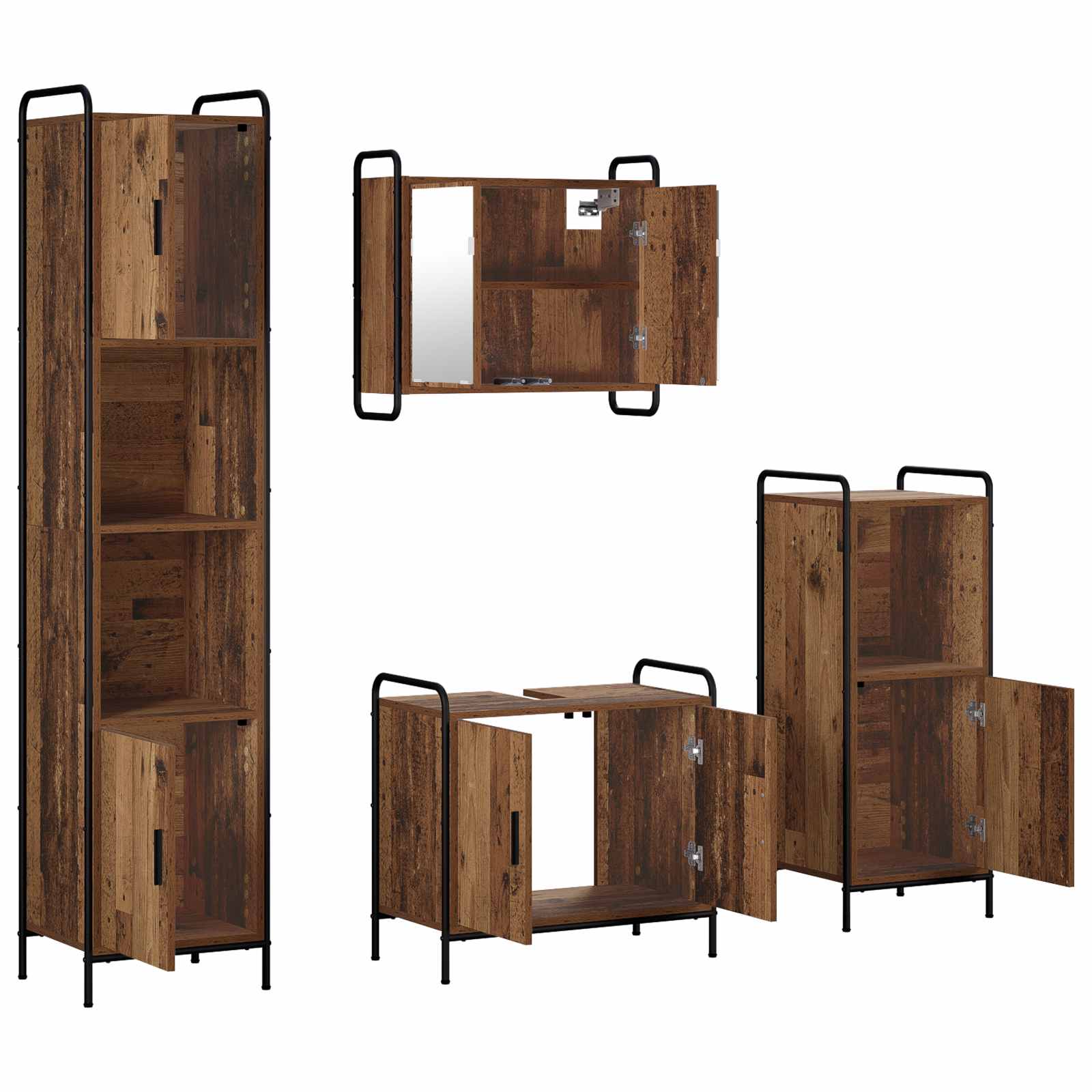 Komplet omaric za kopalnico 4 kos Star les 40 x 36 x 181 cm