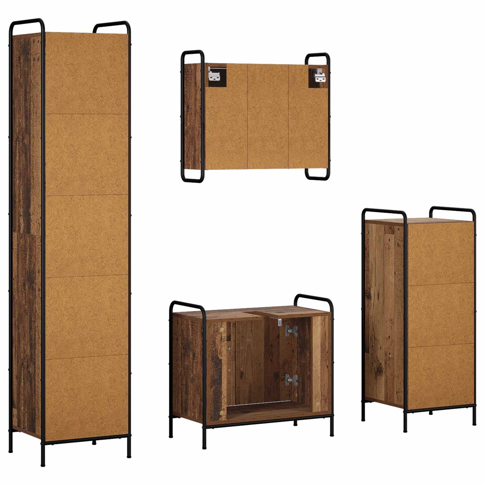 Komplet omaric za kopalnico 4 kos Star les 40 x 36 x 181 cm