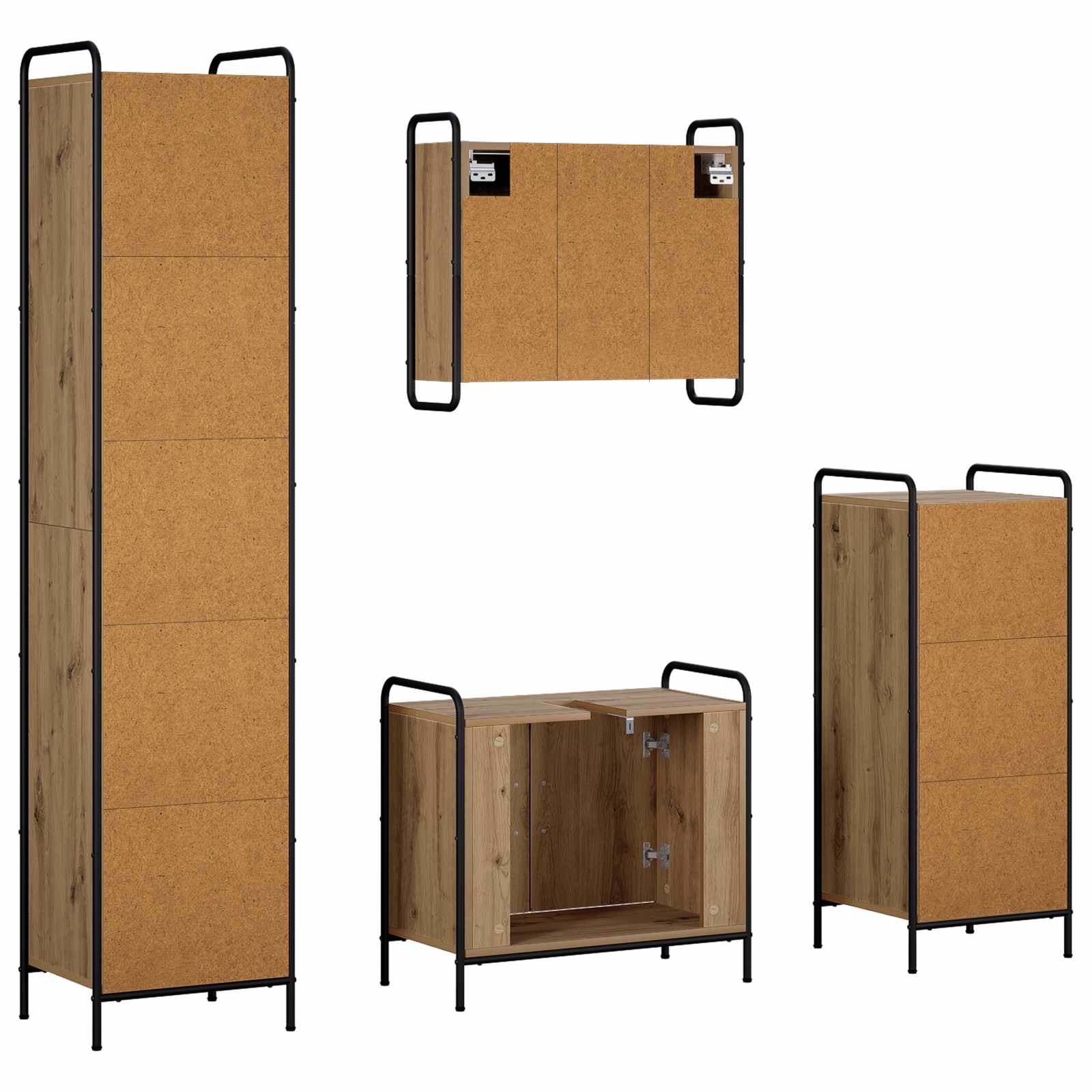 Komplet omaric za kopalnico 4 kos Artisan hrast