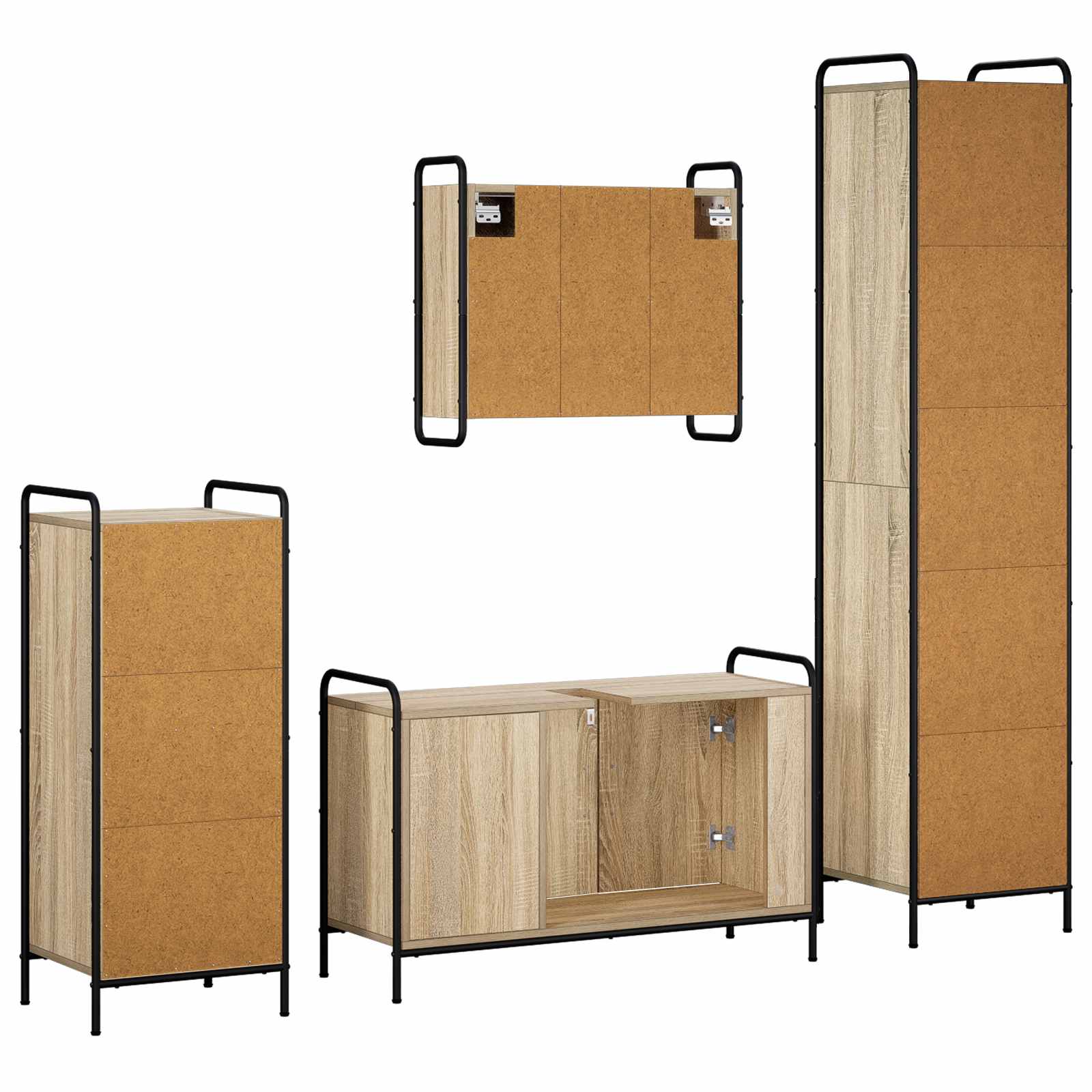 Komplet omaric za kopalnico 4 kos Sonoma hrast 40 x 36 x 181 cm