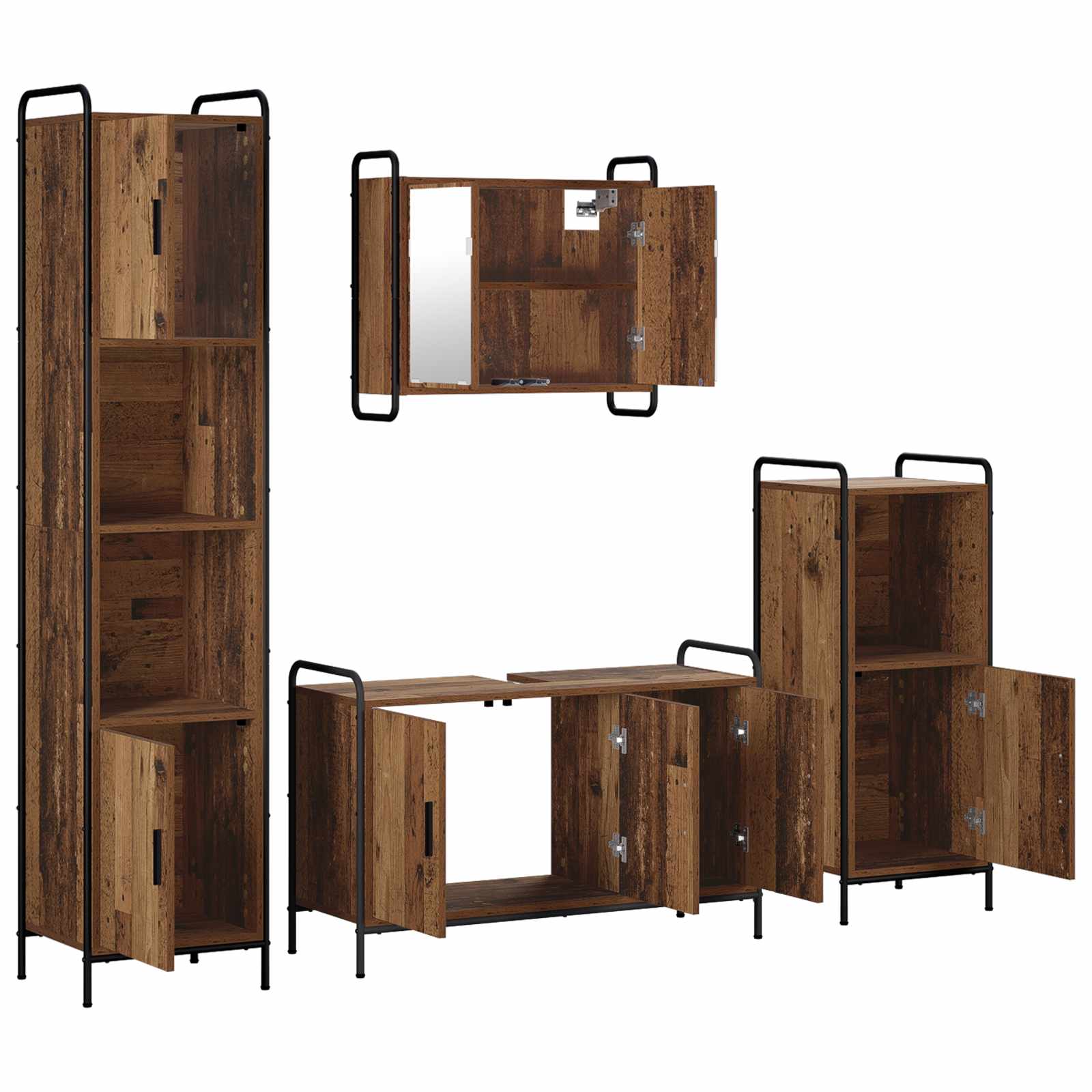 Komplet omaric za kopalnico 4 kos Star les 40 x 36 x 181 cm