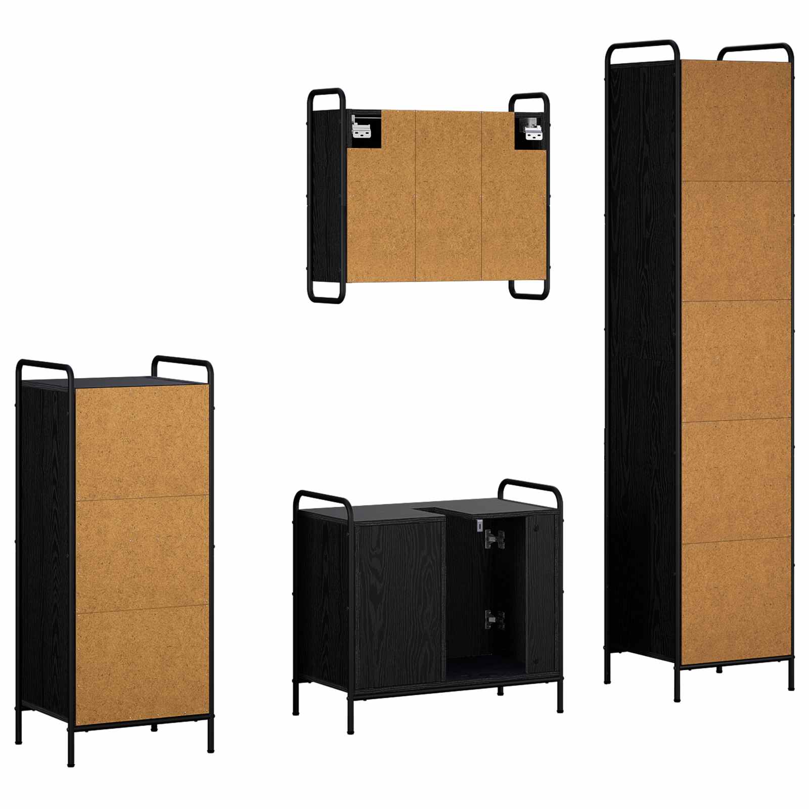 Komplet omaric za kopalnico 4 kos Črni hrast 40 x 36 x 181 cm