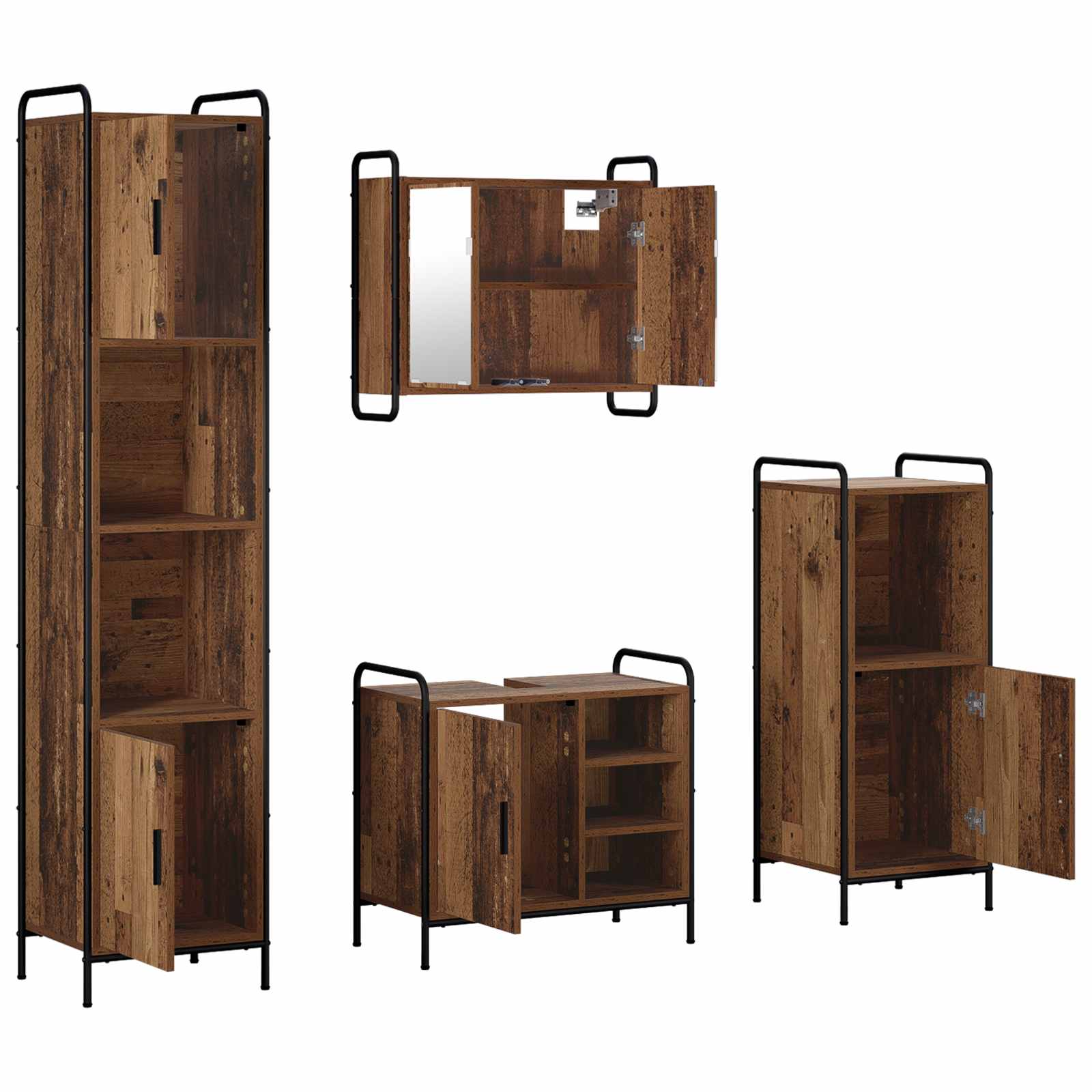 Komplet omaric za kopalnico 4 kos Star les 40 x 36 x 181 cm