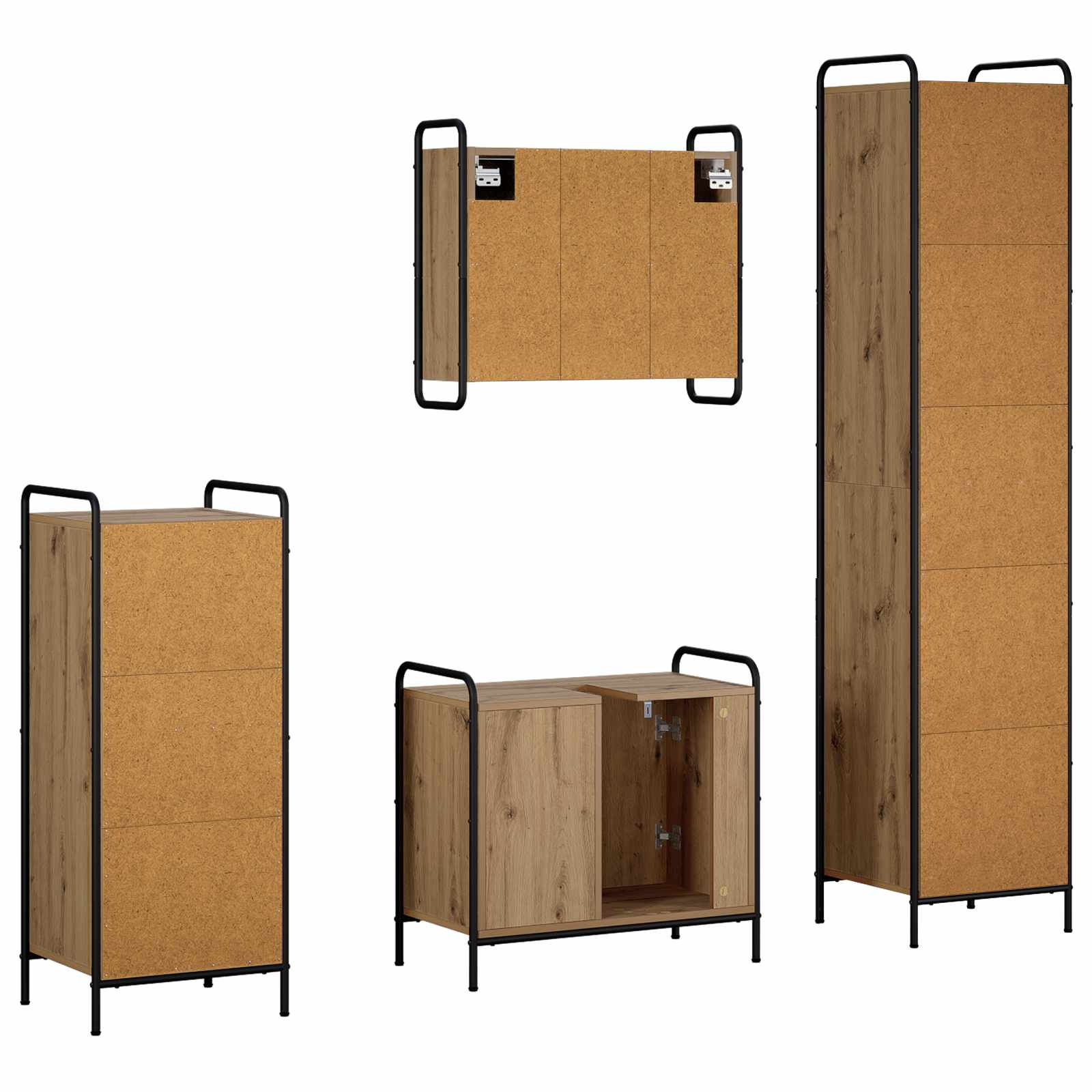 Komplet omaric za kopalnico 4 kos Artisan hrast
