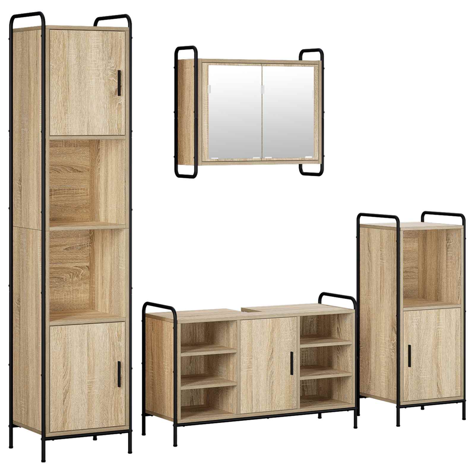 Komplet omaric za kopalnico 4 kos Sonoma hrast 40 x 36 x 181 cm