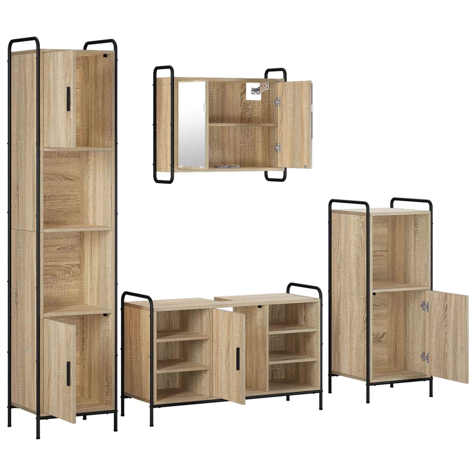Komplet omaric za kopalnico 4 kos Sonoma hrast 40 x 36 x 181 cm