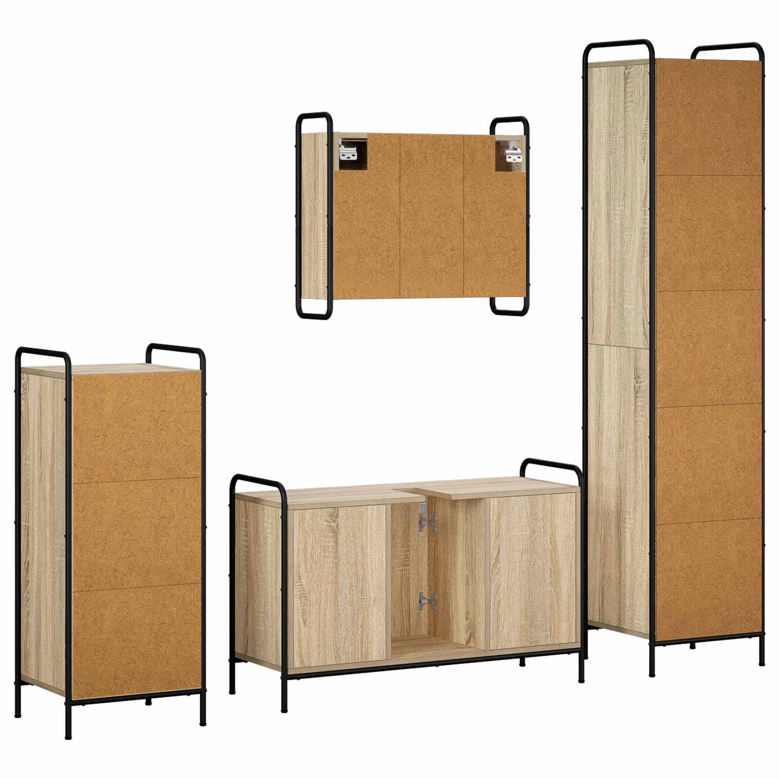 Komplet omaric za kopalnico 4 kos Sonoma hrast 40 x 36 x 181 cm
