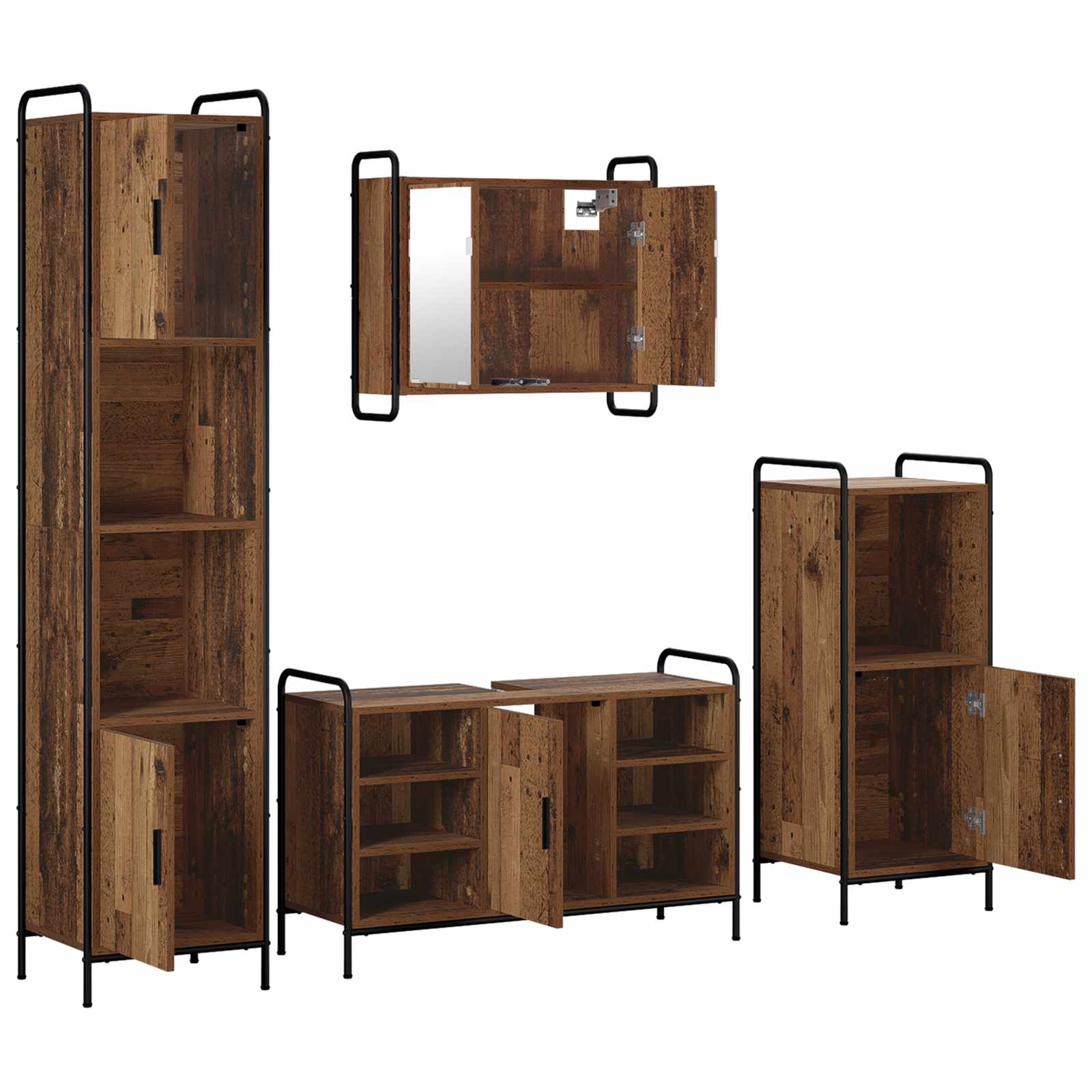 Komplet omaric za kopalnico 4 kos Star les 40 x 36 x 181 cm