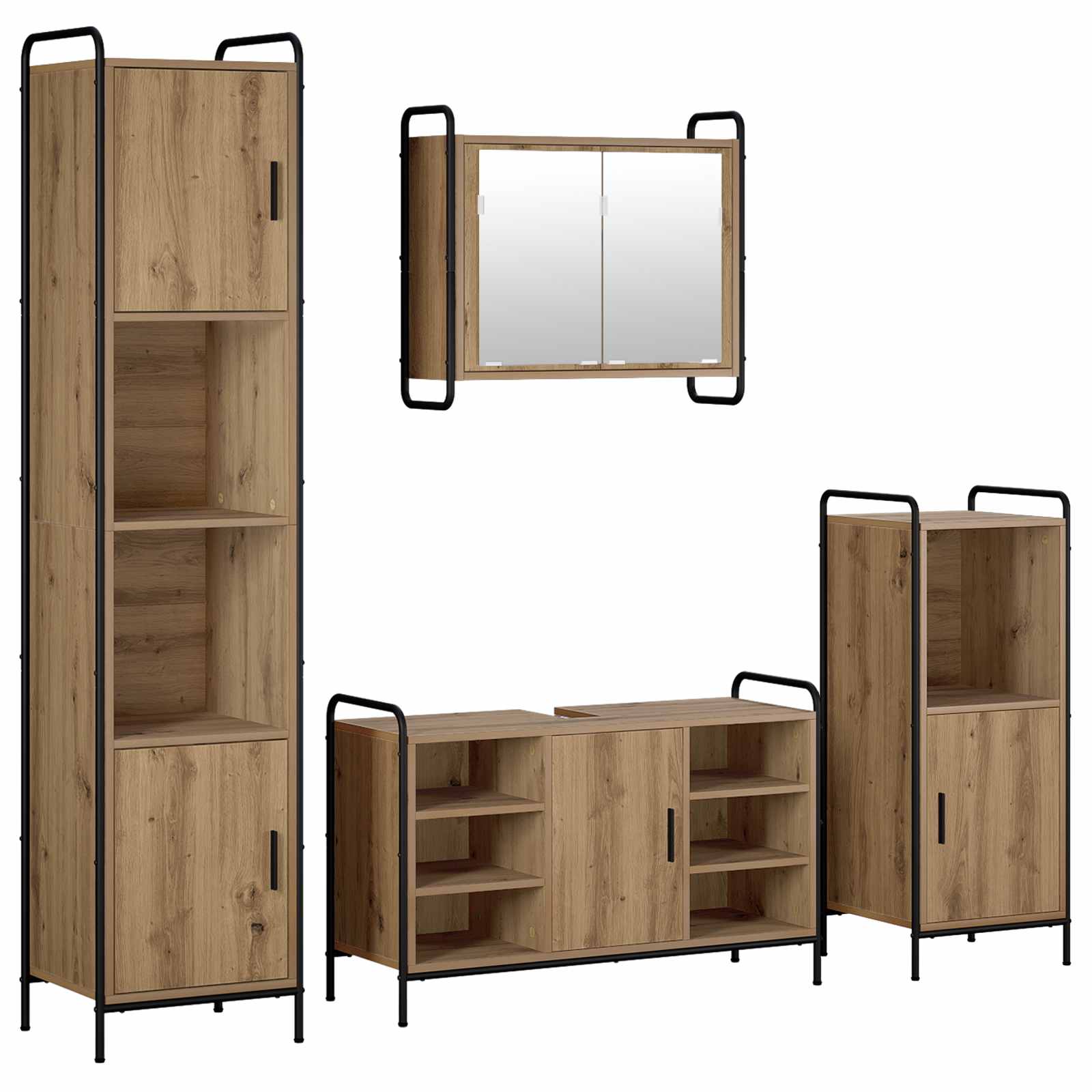 Badkamerkastenset 4 st Artisanaal eiken 40 x 36 x 181 cm | luizaXL | Dé meubelwinkel voor elk interieur Badkamerkastenset 4 st Artisanaal eiken 40 x 36 x 181 cm - Afbeelding 2