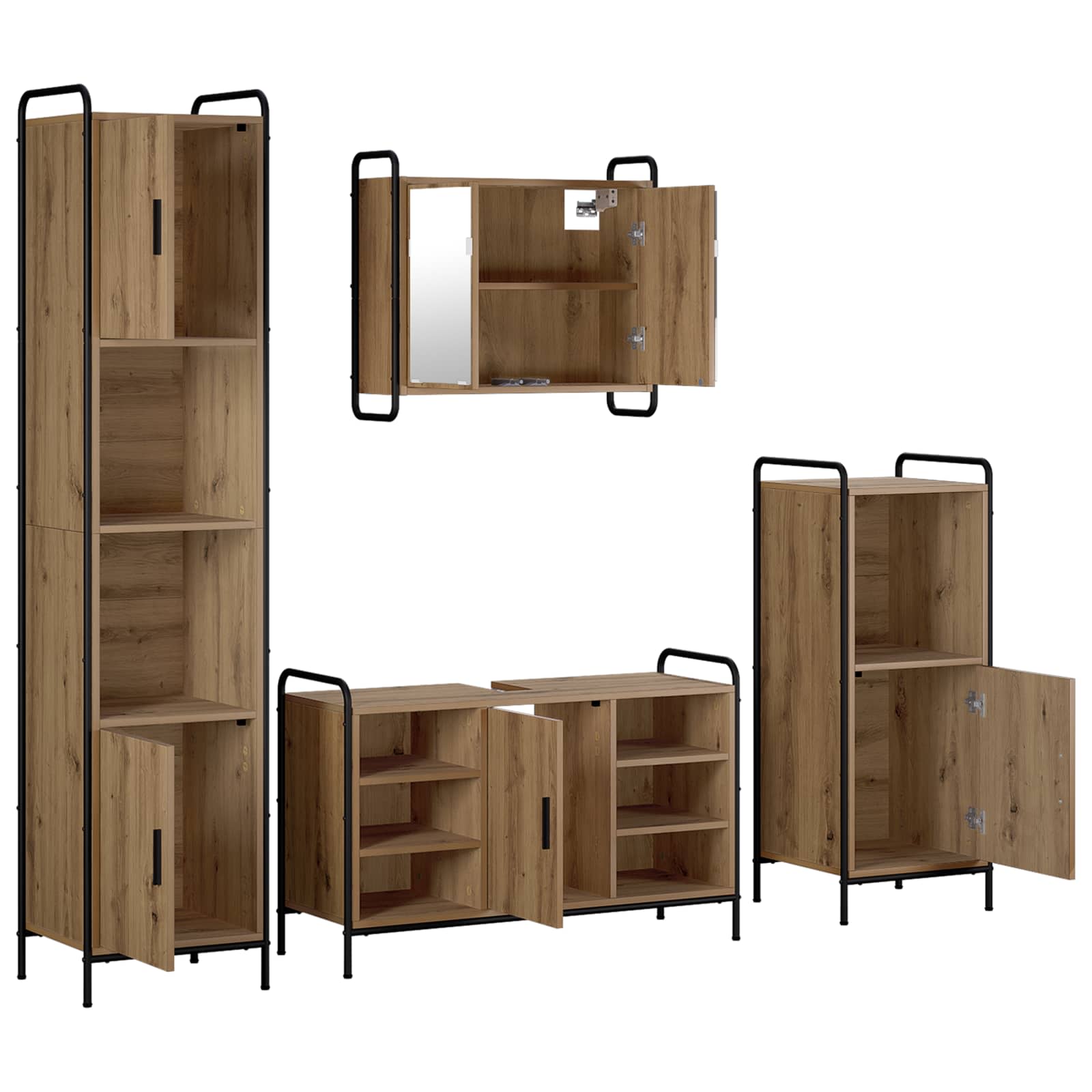 Badkamerkastenset 4 st Artisanaal eiken 40 x 36 x 181 cm | luizaXL | Dé meubelwinkel voor elk interieur Badkamerkastenset 4 st Artisanaal eiken 40 x 36 x 181 cm - Afbeelding 7