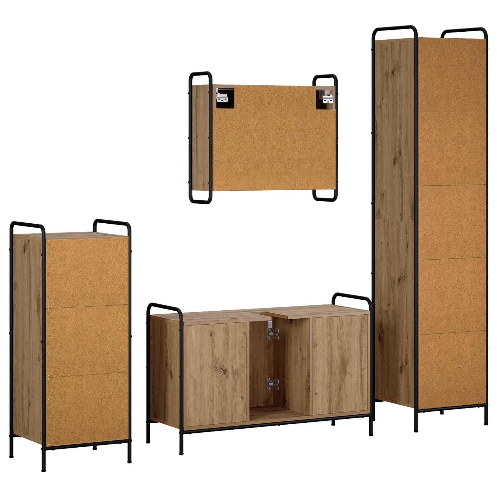 Badkamerkastenset 4 st Artisanaal eiken 40 x 36 x 181 cm | luizaXL | Dé meubelwinkel voor elk interieur Badkamerkastenset 4 st Artisanaal eiken 40 x 36 x 181 cm - Afbeelding 8