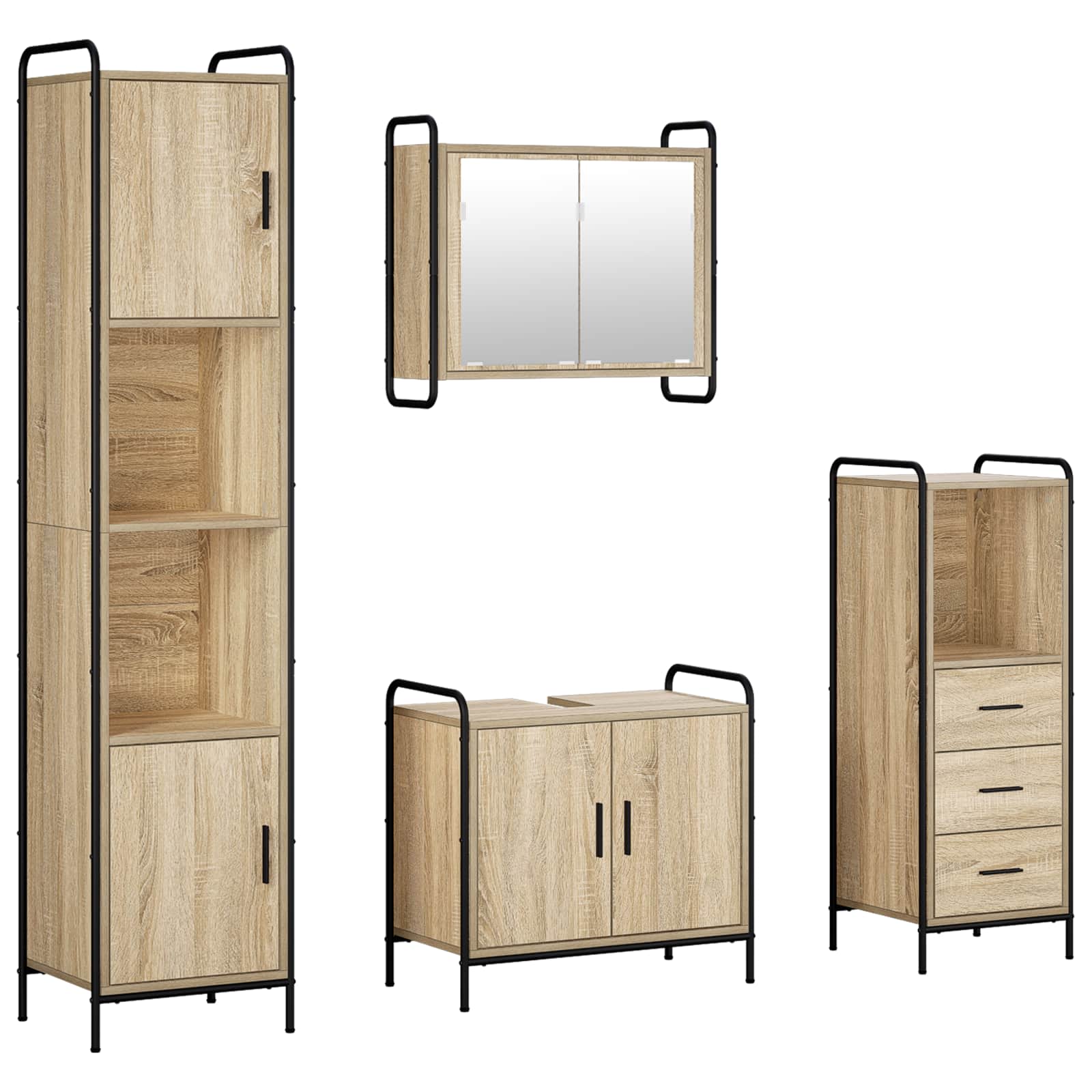 Komplet omaric za kopalnico 4 kos Sonoma hrast 40 x 36 x 181 cm