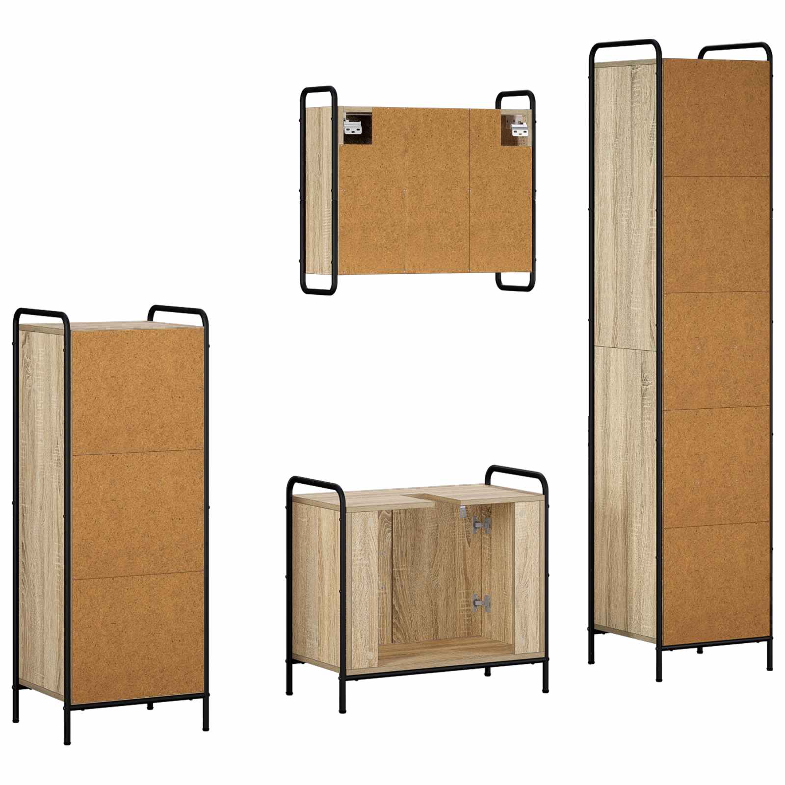 Komplet omaric za kopalnico 4 kos Sonoma hrast 40 x 36 x 181 cm