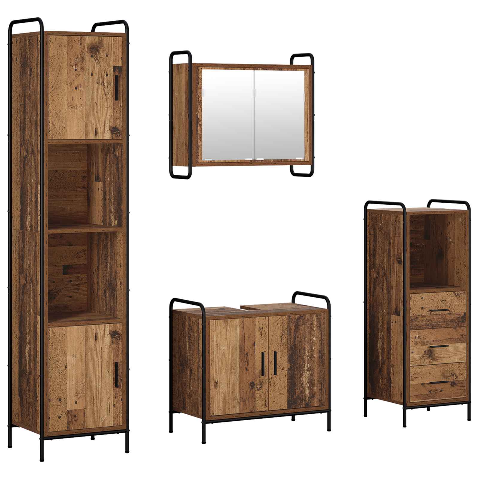 Komplet omaric za kopalnico 4 kos Star les 40 x 36 x 181 cm
