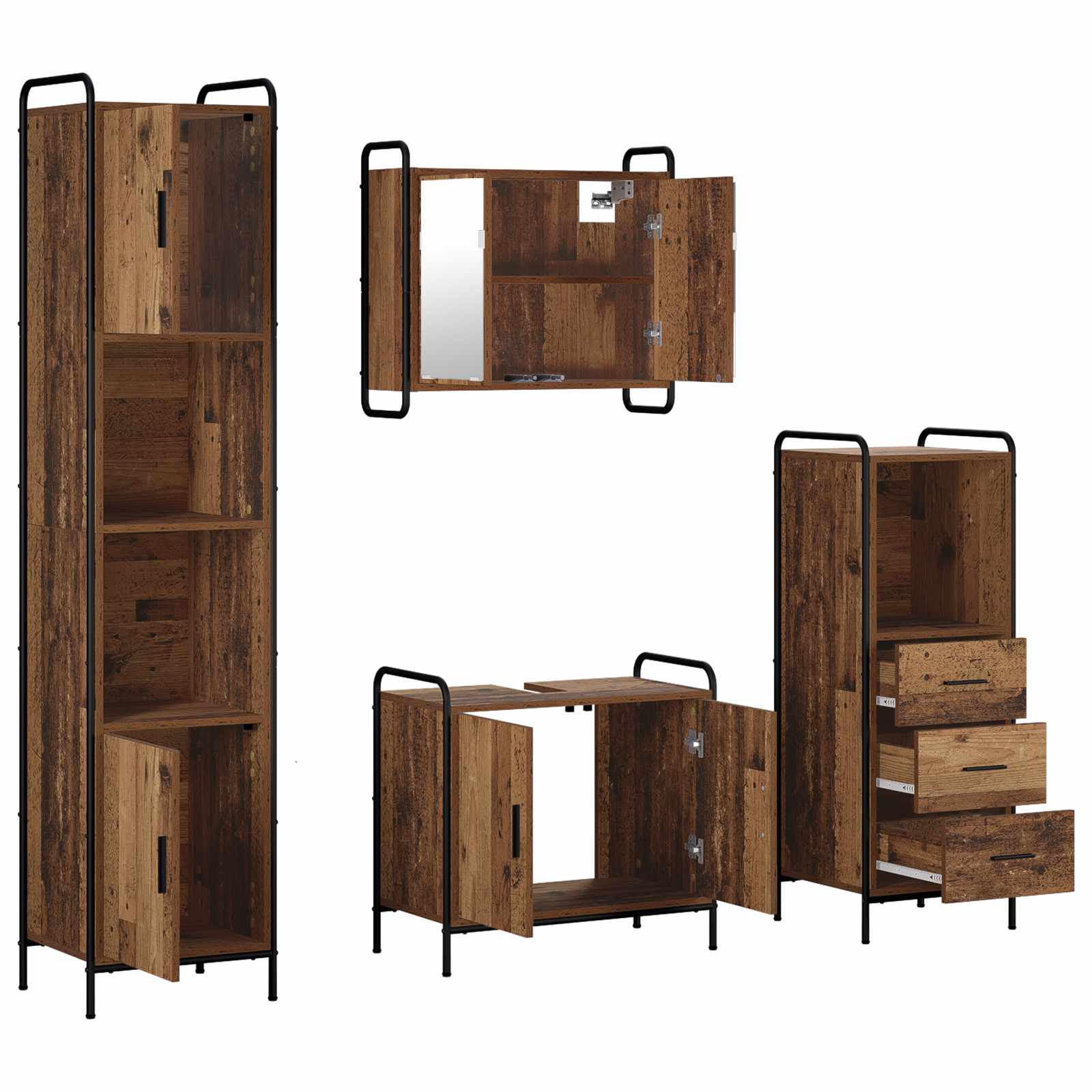 Komplet omaric za kopalnico 4 kos Star les 40 x 36 x 181 cm
