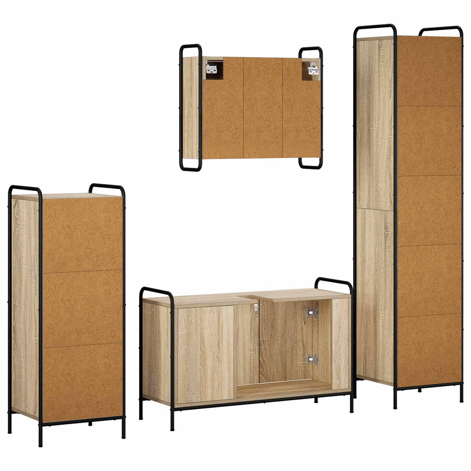Komplet omaric za kopalnico 4 kos Sonoma hrast 40 x 36 x 181 cm