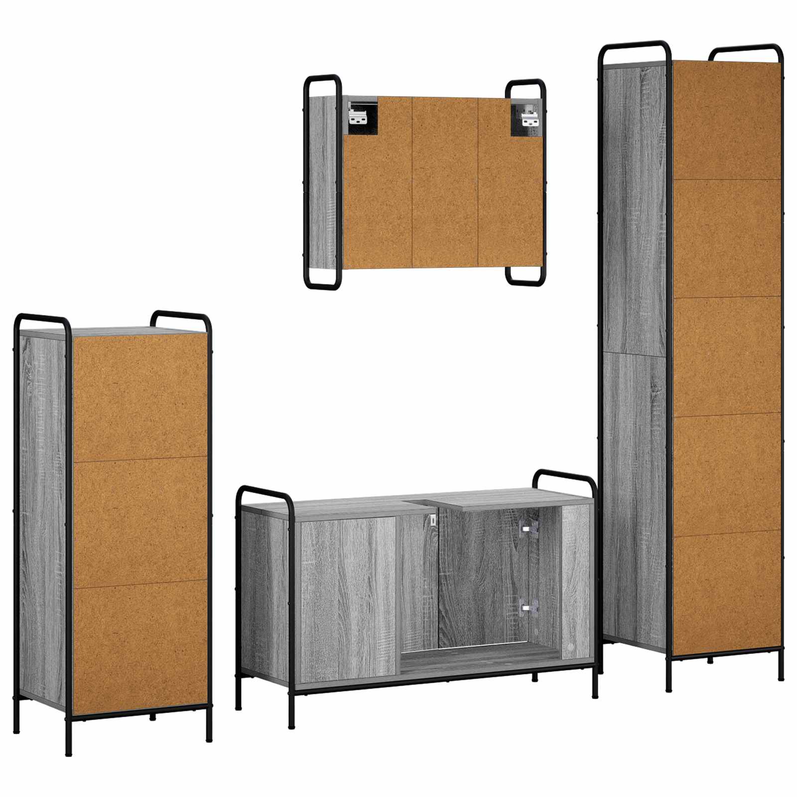 vidaXL Badezimmerschrank-Set 4 stk. Sonoma-Grau 40 x 36 x 181 cm – Bild 8