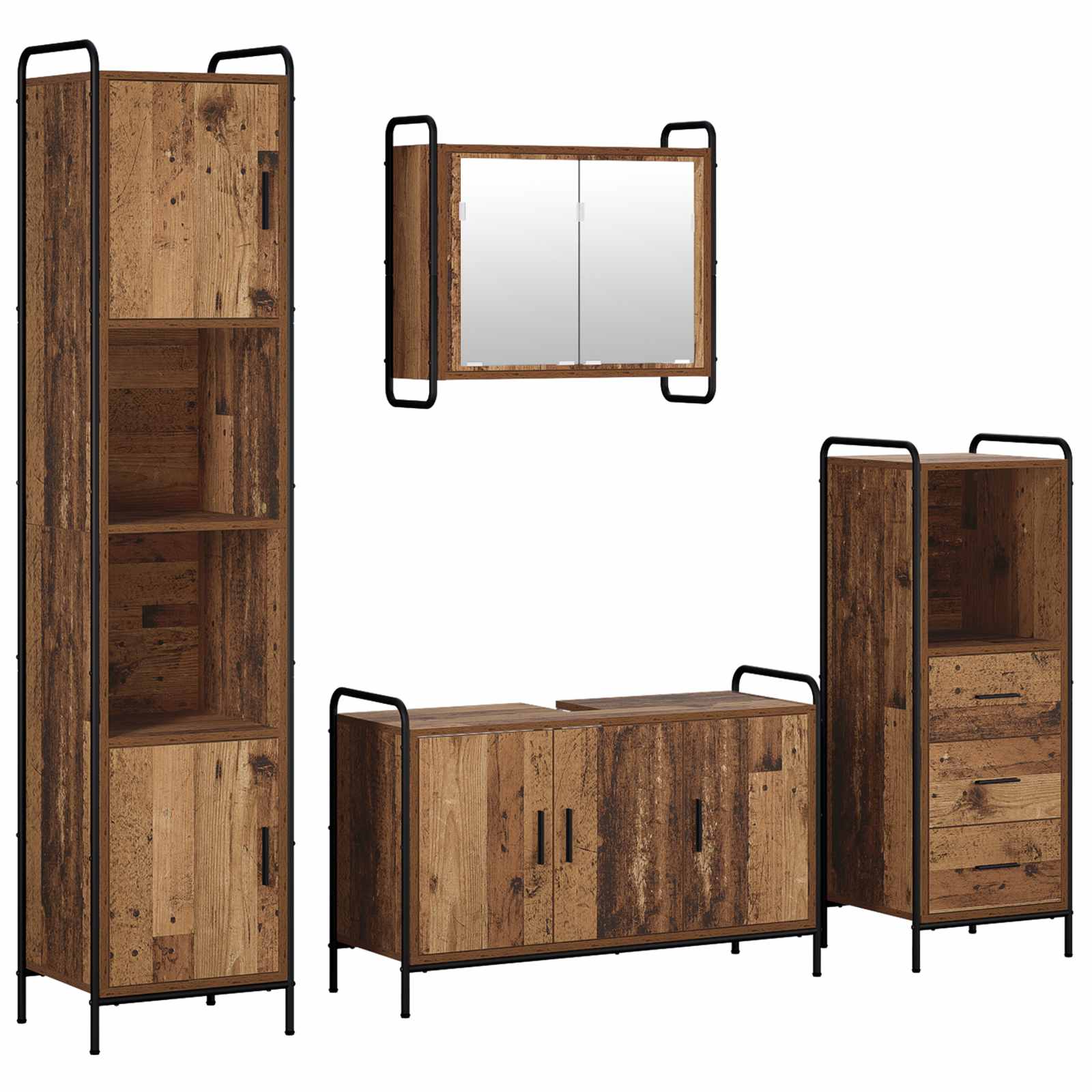 Komplet omaric za kopalnico 4 kos Star les 40 x 36 x 181 cm