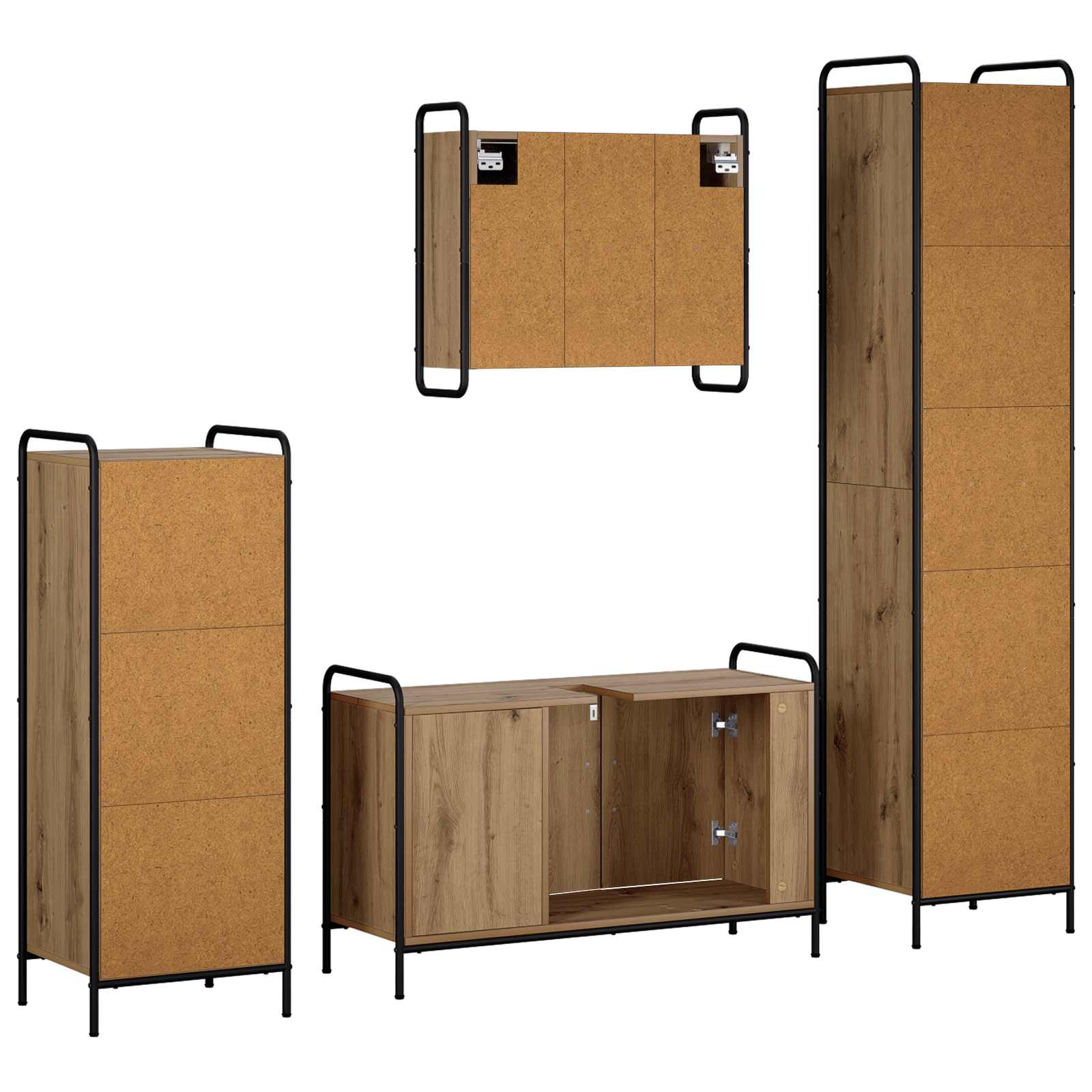 Komplet omaric za kopalnico 4 kos Artisan hrast